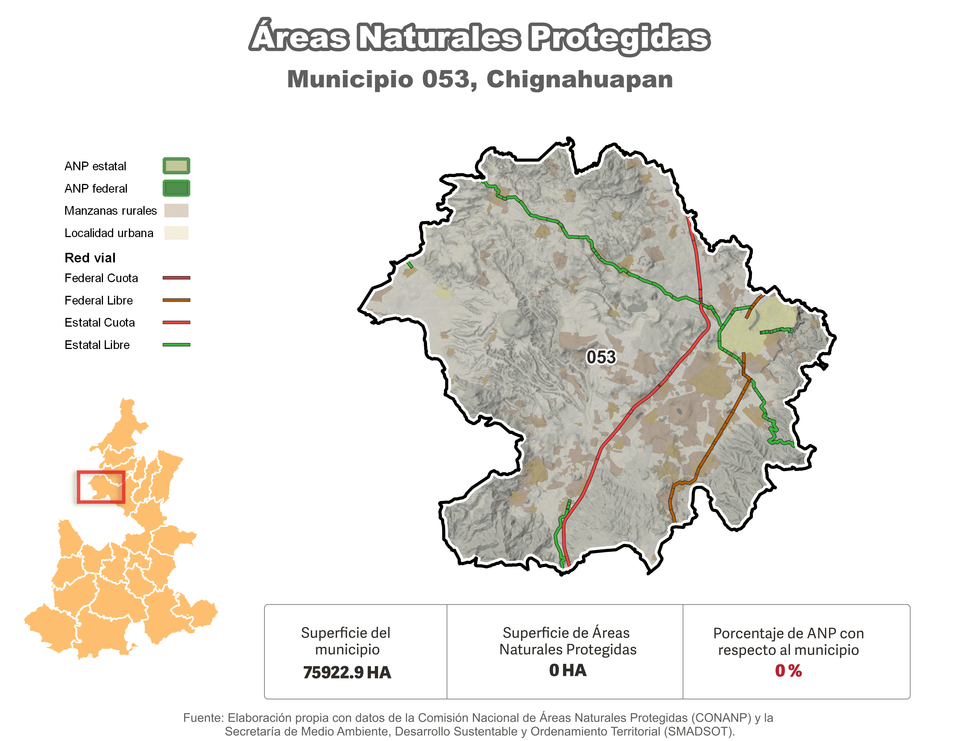 Biblioteca de Mapas - Áreas Naturales Protegidas (ANP) en municipio de Chignahuapan