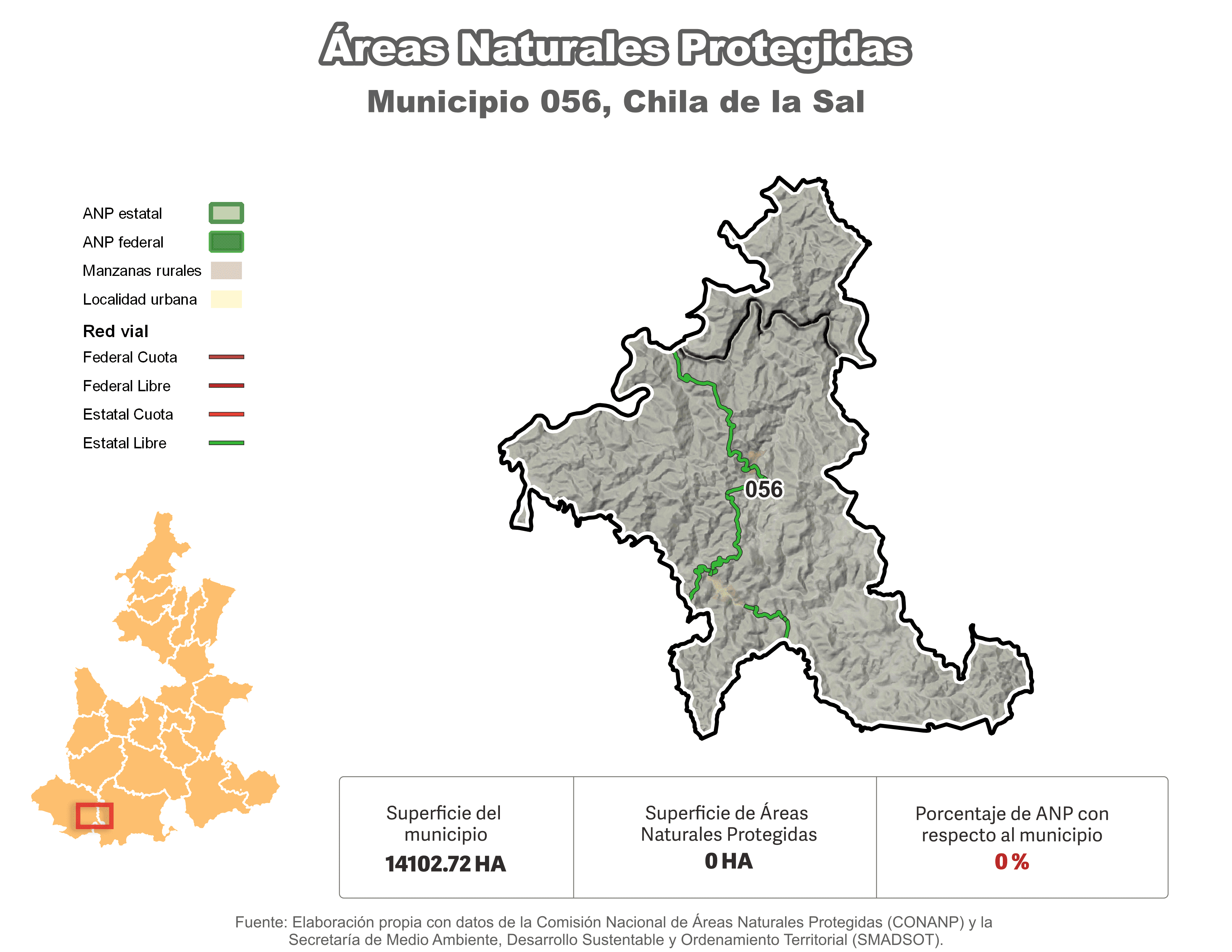 Biblioteca de Mapas - Áreas Naturales Protegidas (ANP) en municipio de Chila de la Sal