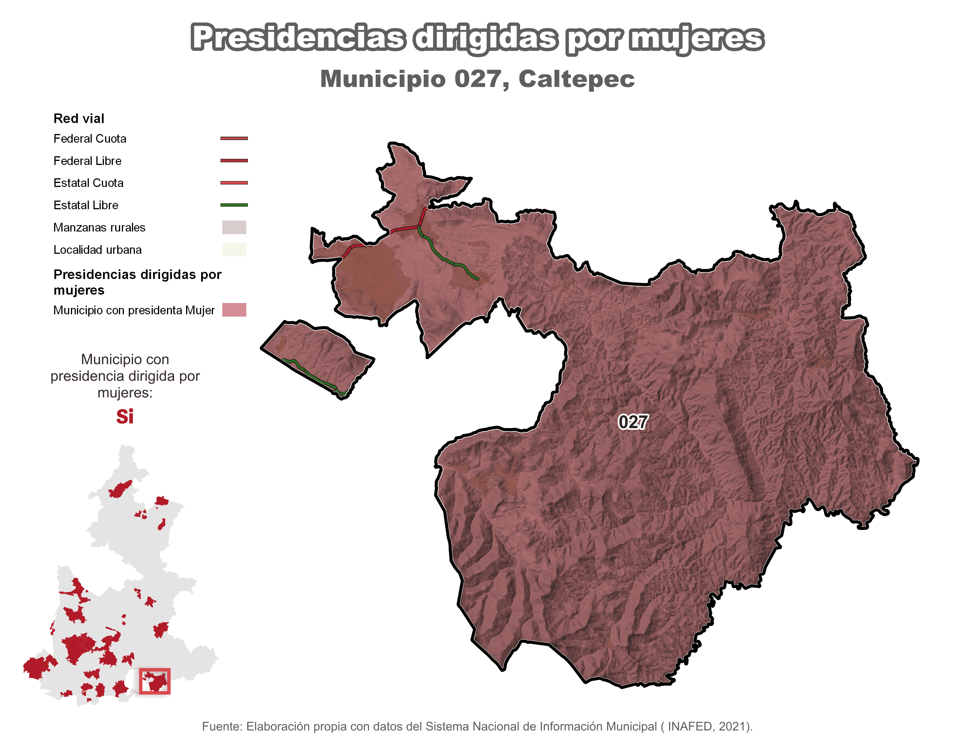 Biblioteca de Mapas - Presidencia en municipio de Caltepec