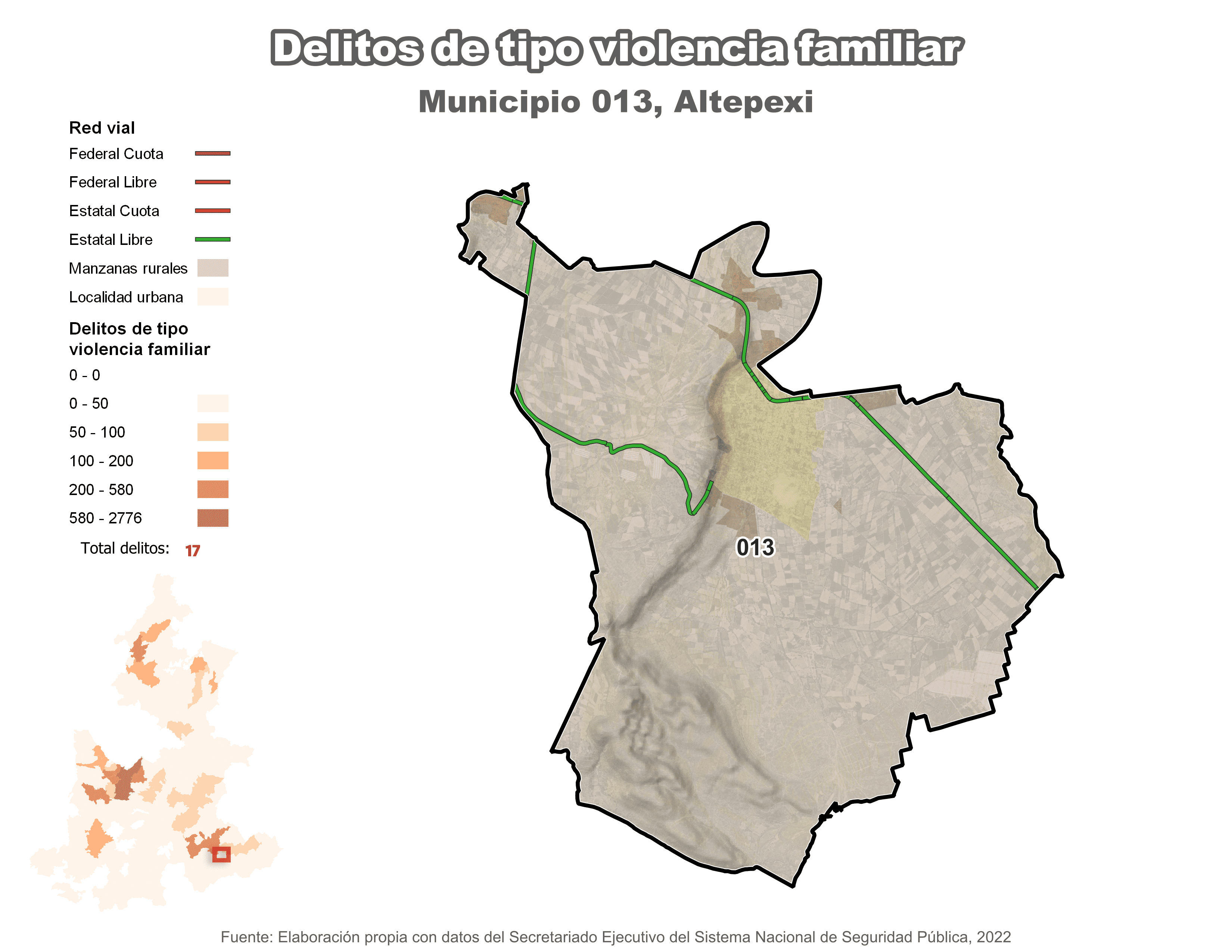 Biblioteca de Mapas - Delitos de tipo violencia familiar en municipio de Altepexi