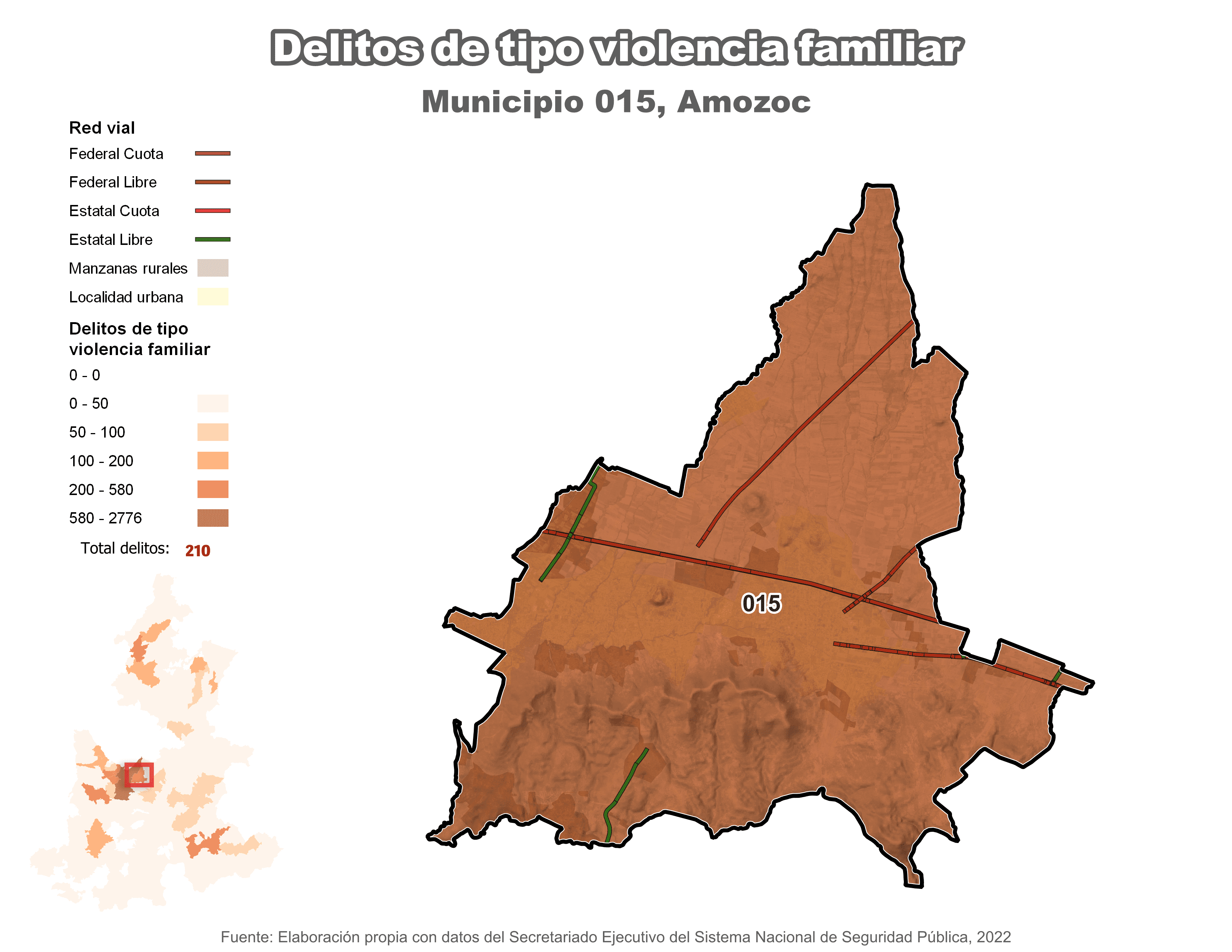 Biblioteca de Mapas - Delitos de tipo violencia familiar en municipio de Amozoc