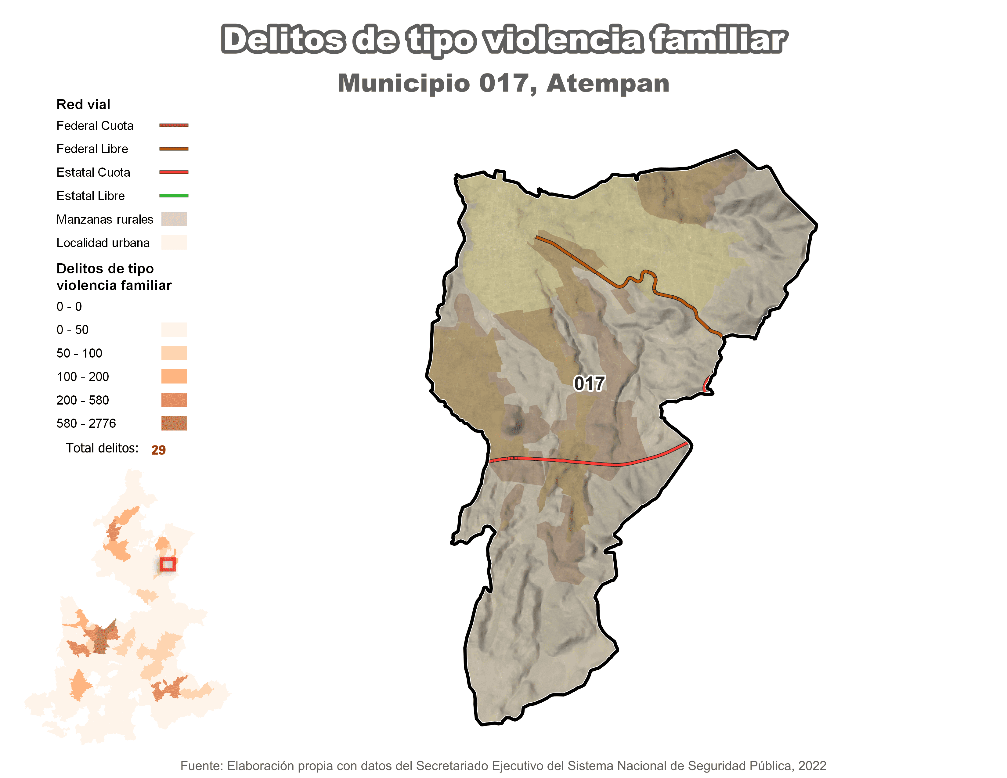 Biblioteca de Mapas - Delitos de tipo violencia familiar en municipio de Atempan