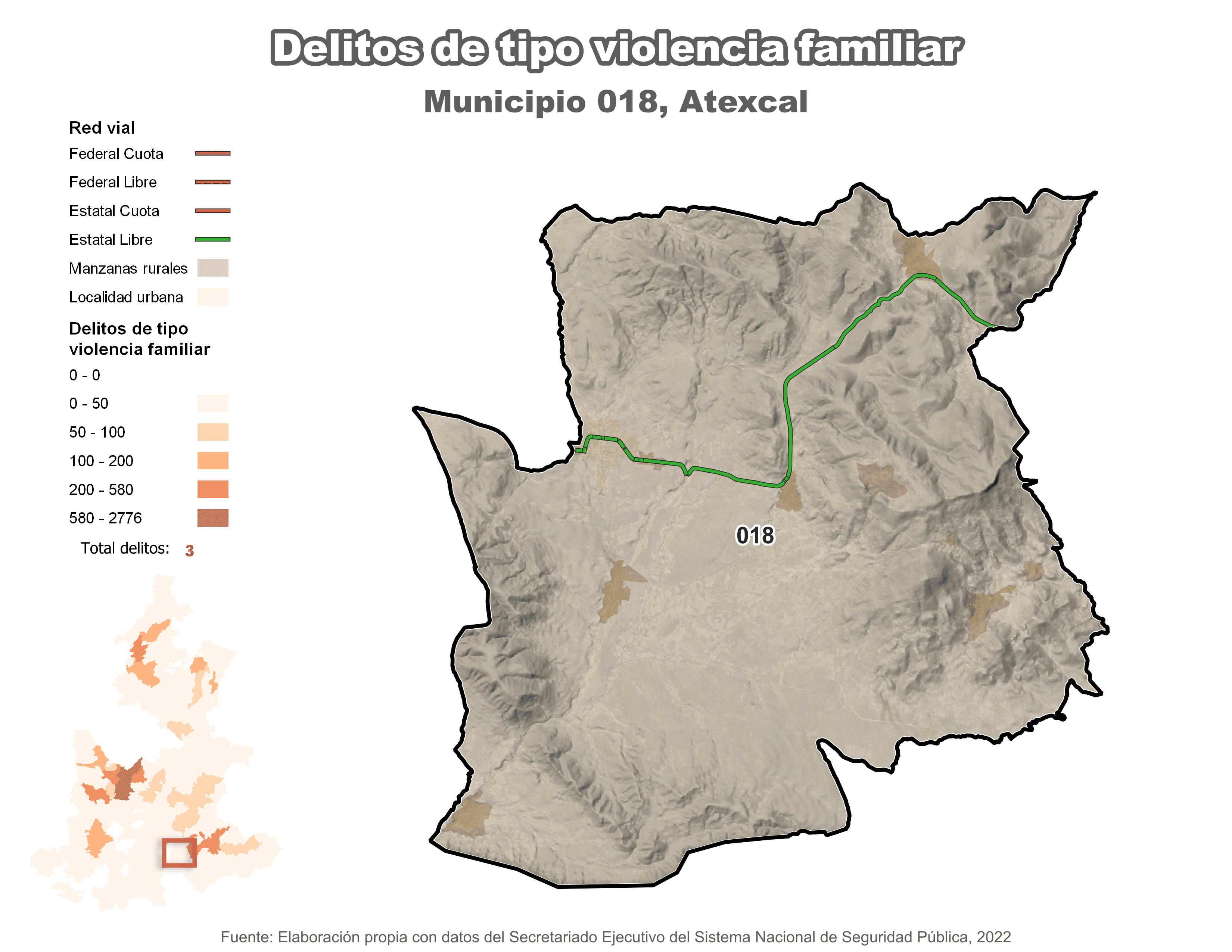 Biblioteca de Mapas - Delitos de tipo violencia familiar en municipio de Atexcal