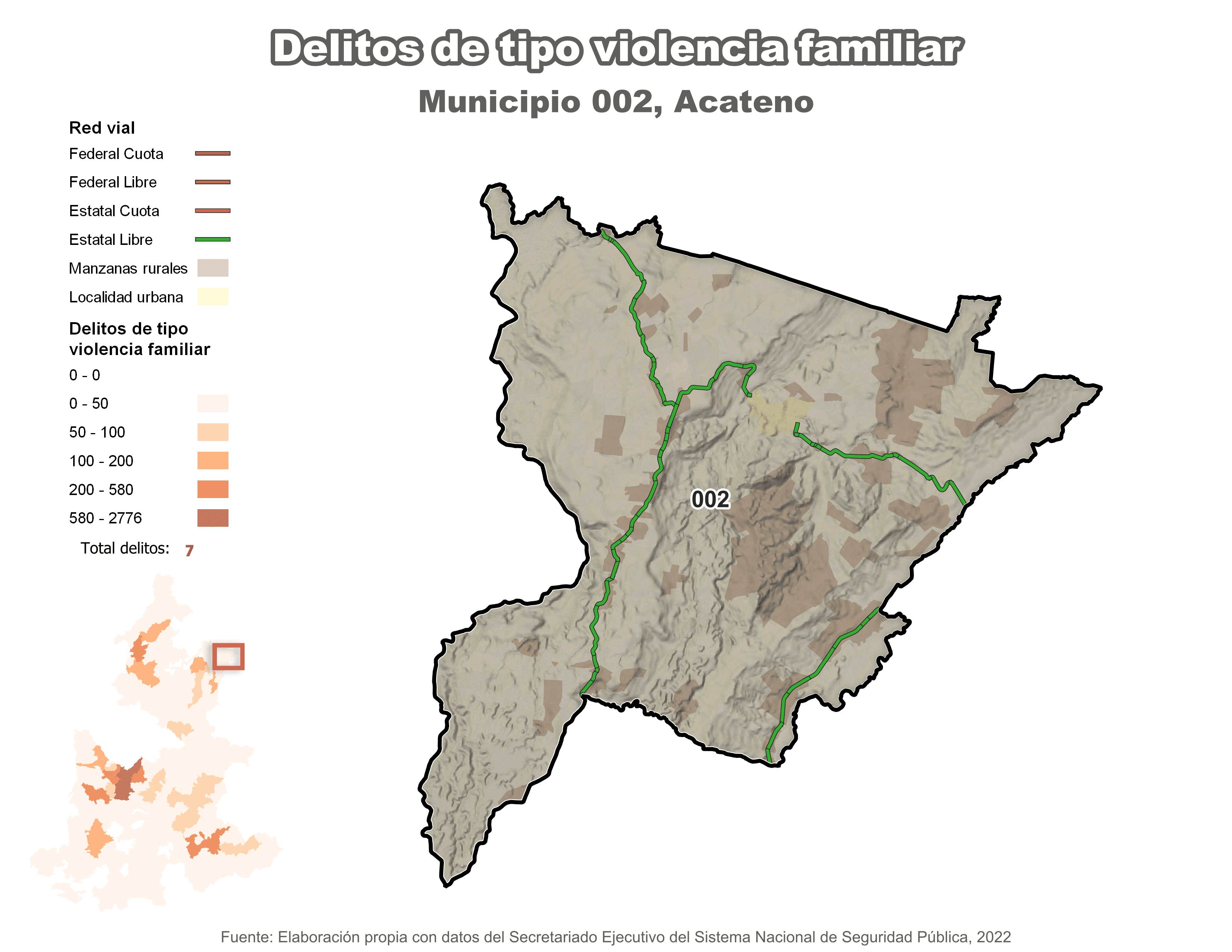 Biblioteca de Mapas - Delitos de tipo violencia familiar en municipio de Acateno