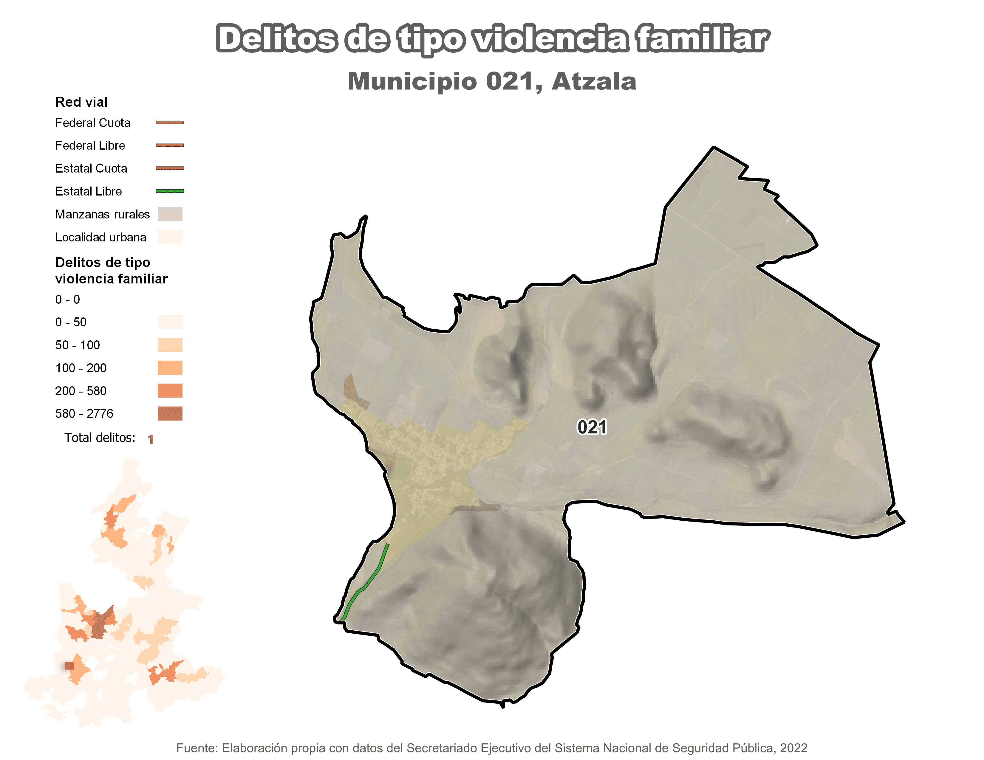 Biblioteca de Mapas - Delitos de tipo violencia familiar en municipio de Atzala