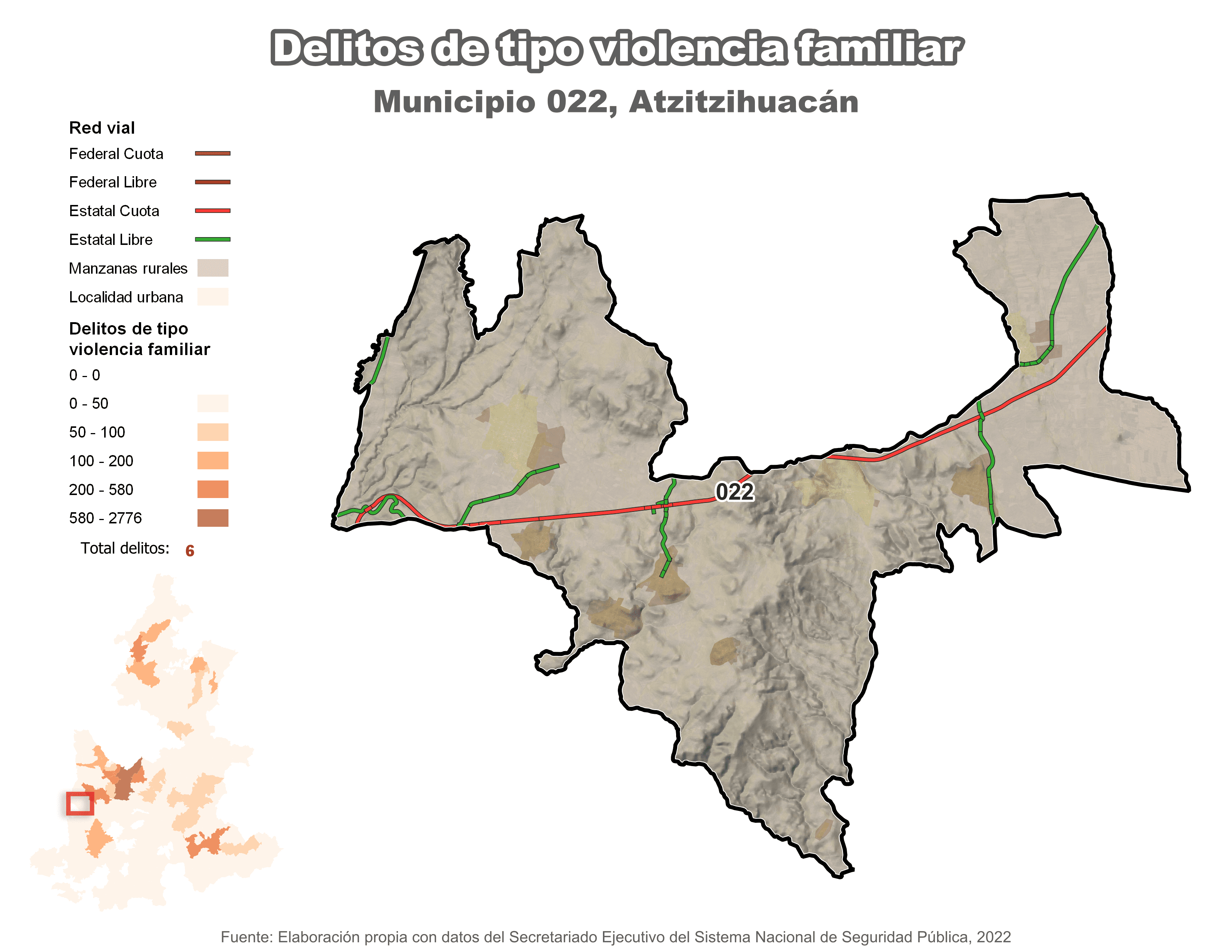 Biblioteca de Mapas - Delitos de tipo violencia familiar en municipio de Atzitzihuacán