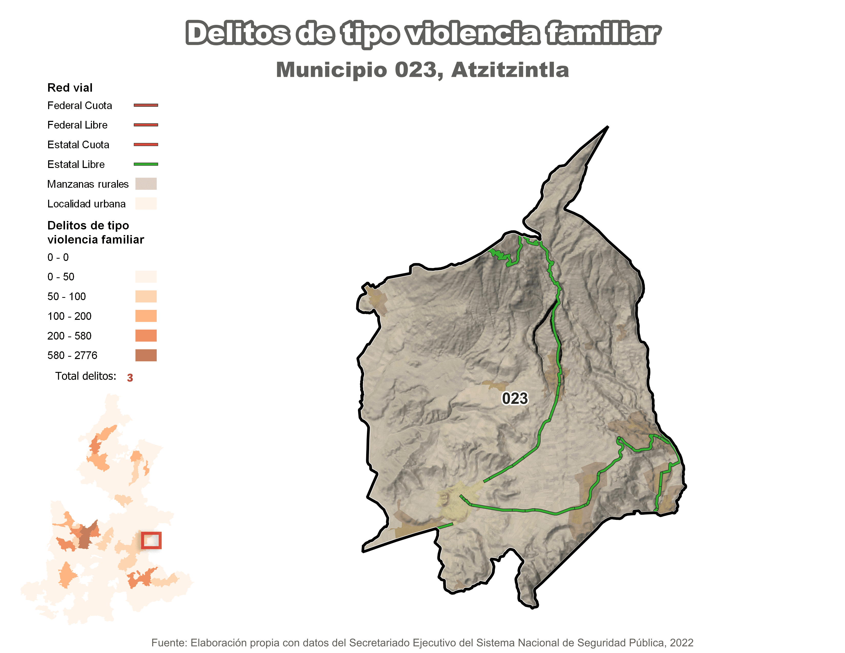 Biblioteca de Mapas - Delitos de tipo violencia familiar en municipio de Atzitzintla