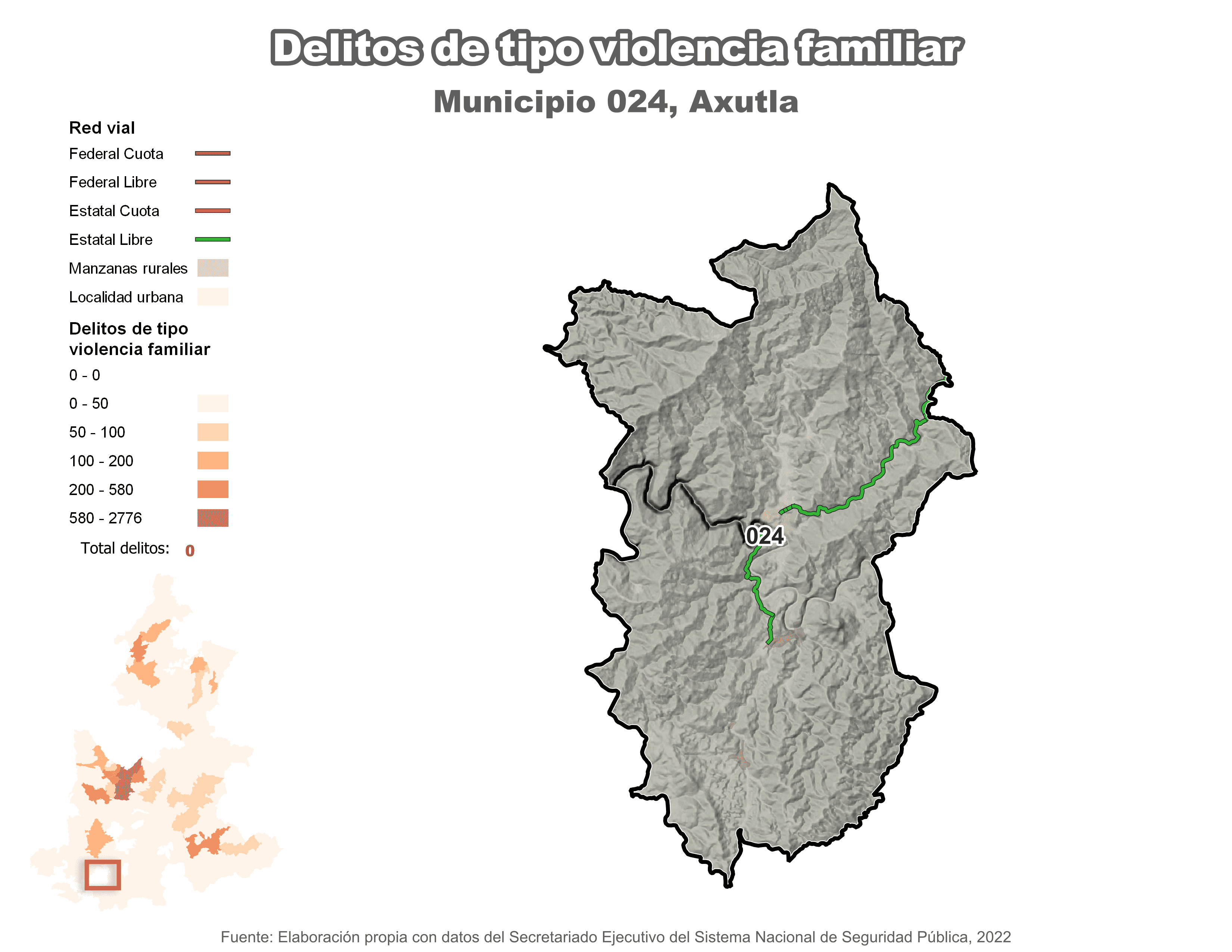 Biblioteca de Mapas - Delitos de tipo violencia familiar en municipio de Axutla