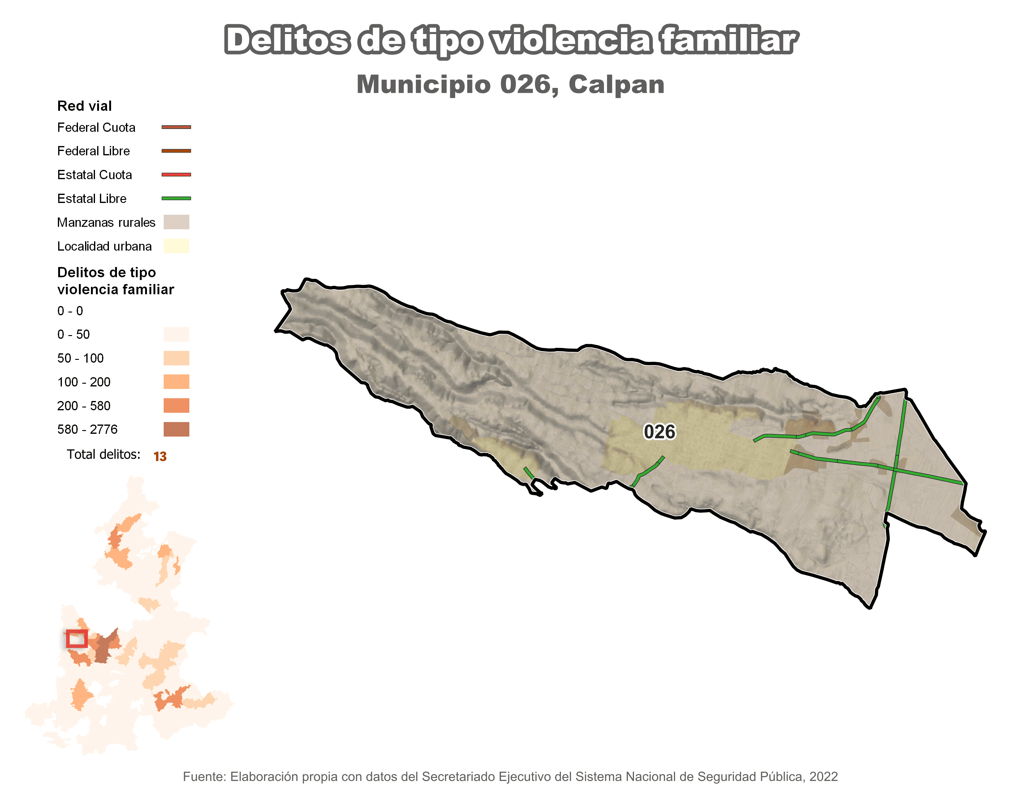 Biblioteca de Mapas - Delitos de tipo violencia familiar en municipio de Calpan