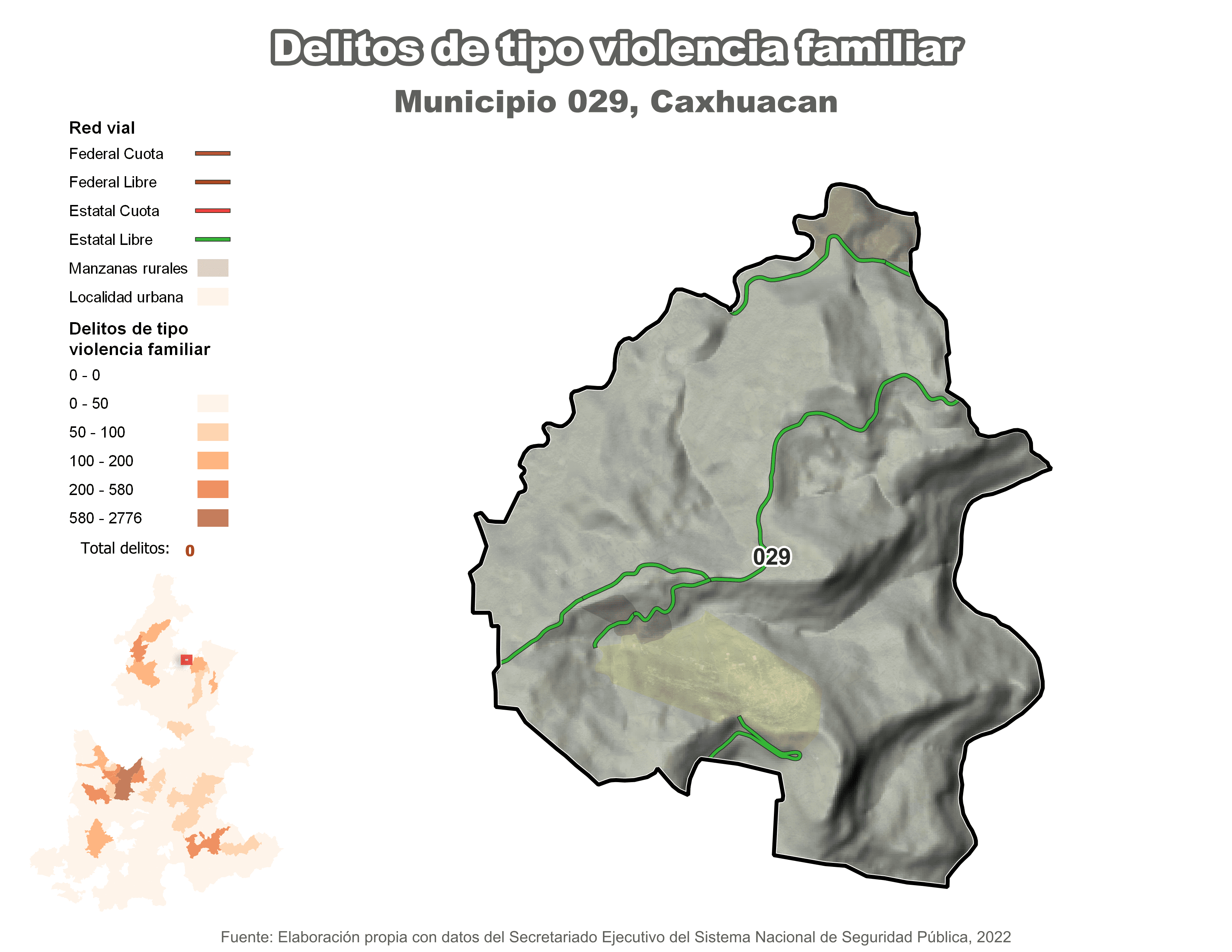 Biblioteca de Mapas - Delitos de tipo violencia familiar en municipio de Caxhuacan