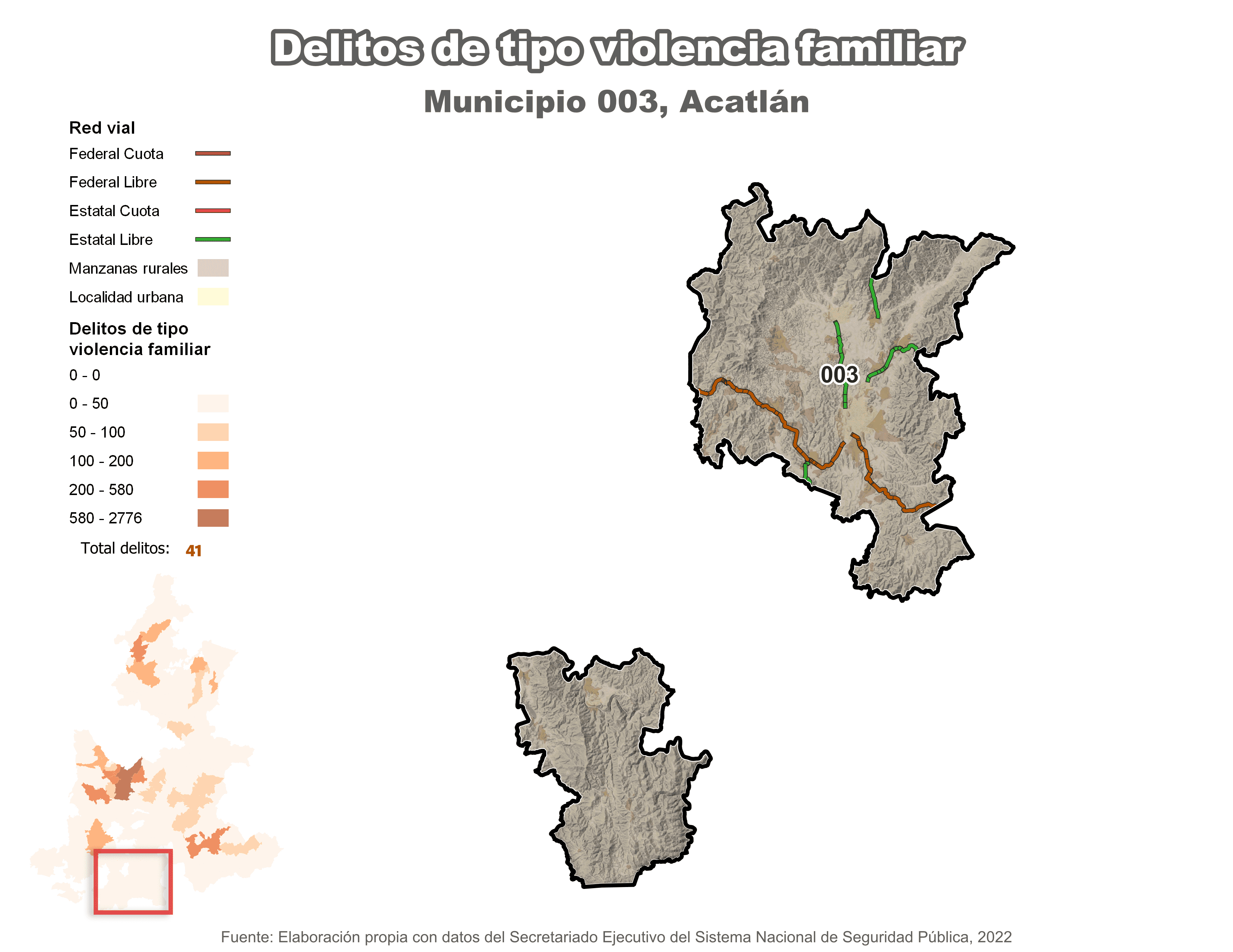 Biblioteca de Mapas - Delitos de tipo violencia familiar en municipio de Acatlán