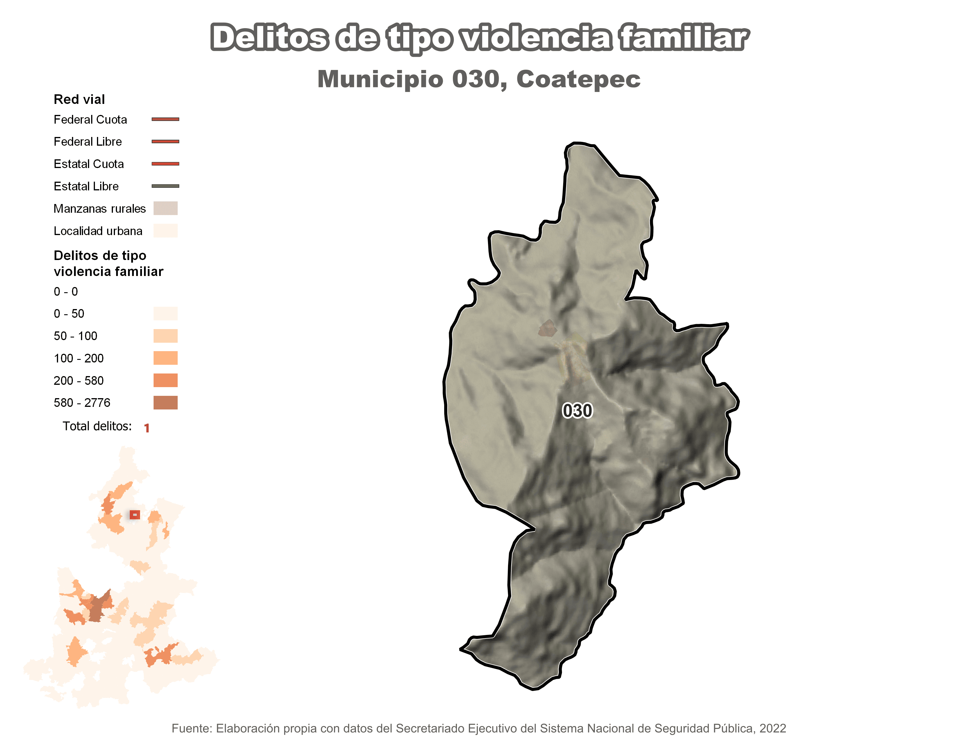 Biblioteca de Mapas - Delitos de tipo violencia familiar en municipio de Coatepec