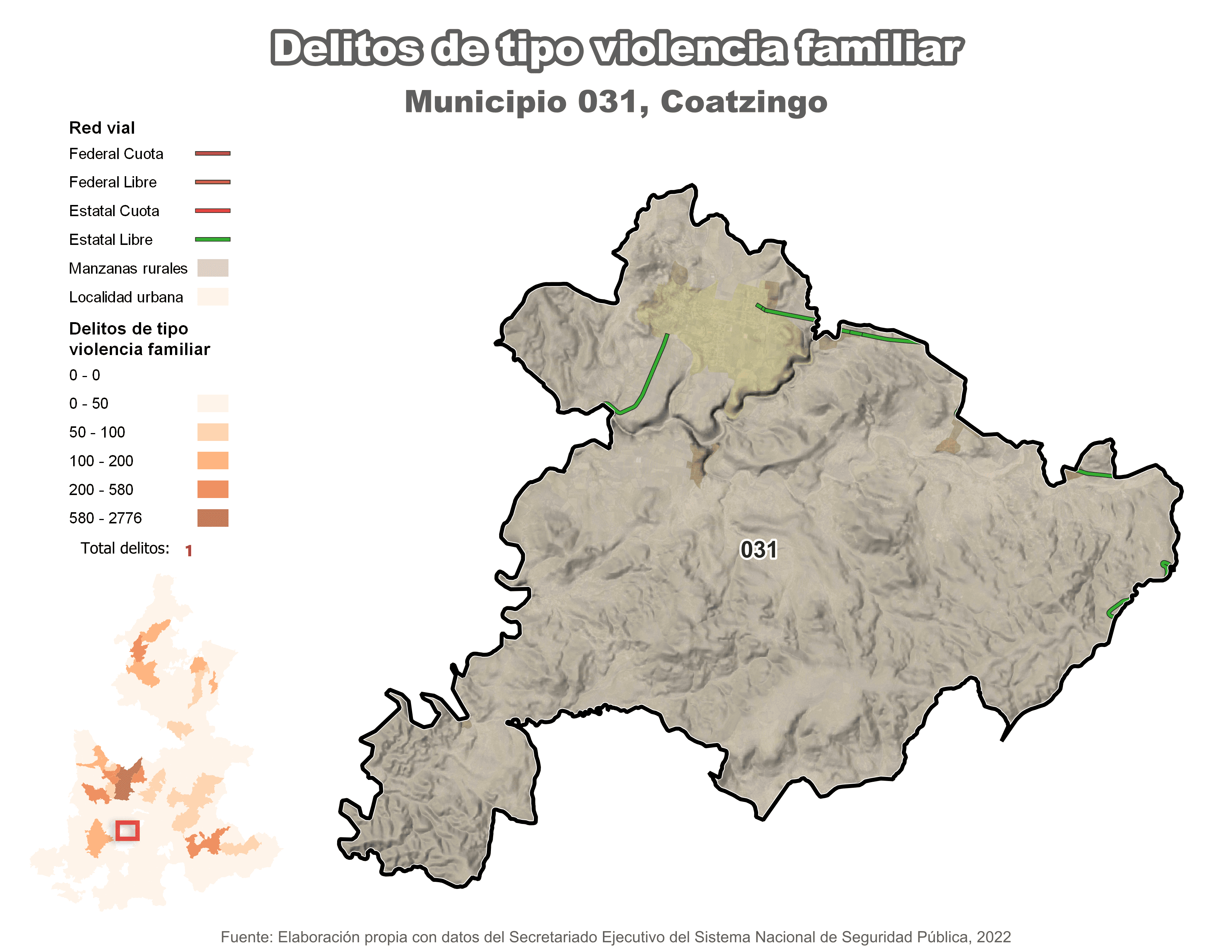 Biblioteca de Mapas - Delitos de tipo violencia familiar en municipio de Coatzingo