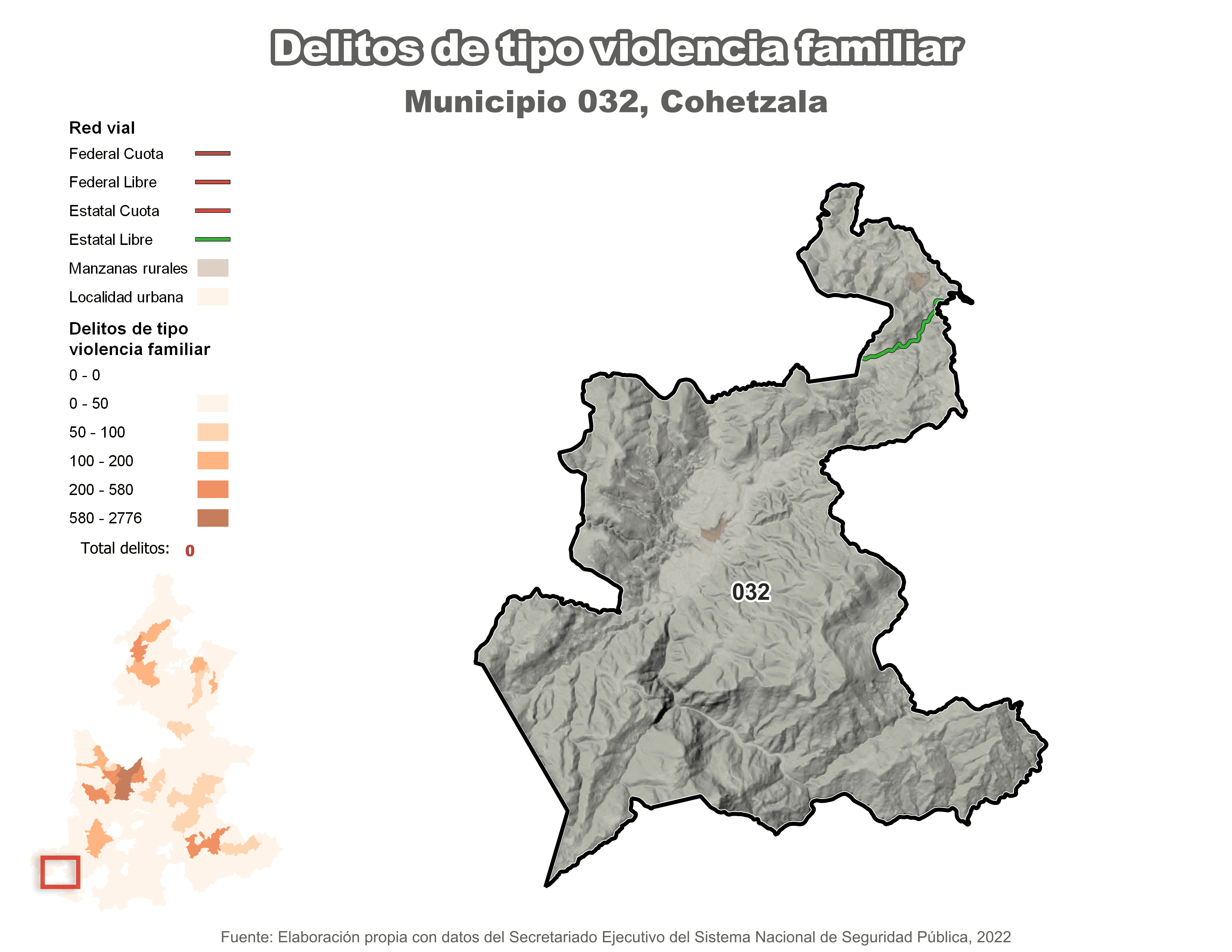 Biblioteca de Mapas - Delitos de tipo violencia familiar en municipio de Cohetzala