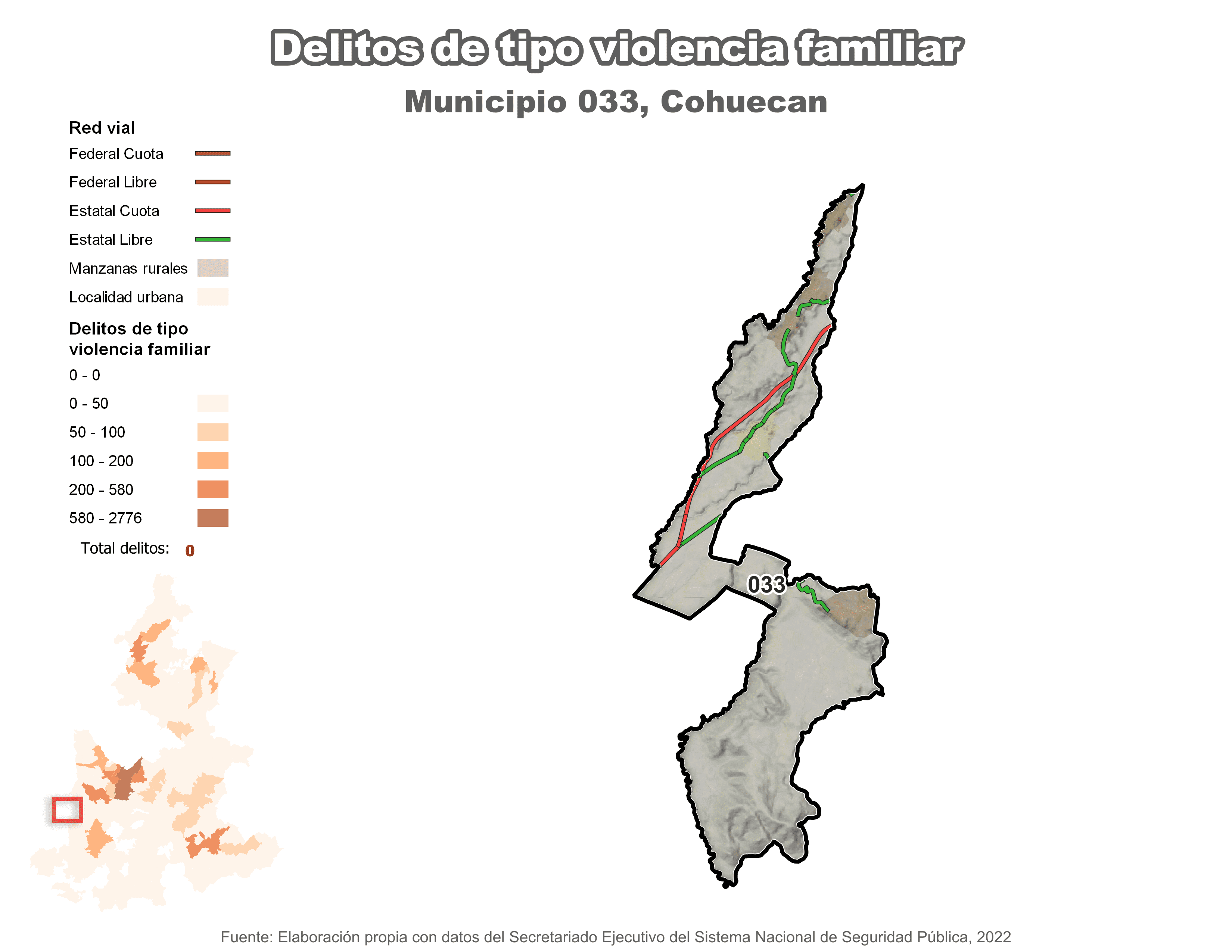 Biblioteca de Mapas - Delitos de tipo violencia familiar en municipio de Cohuecan