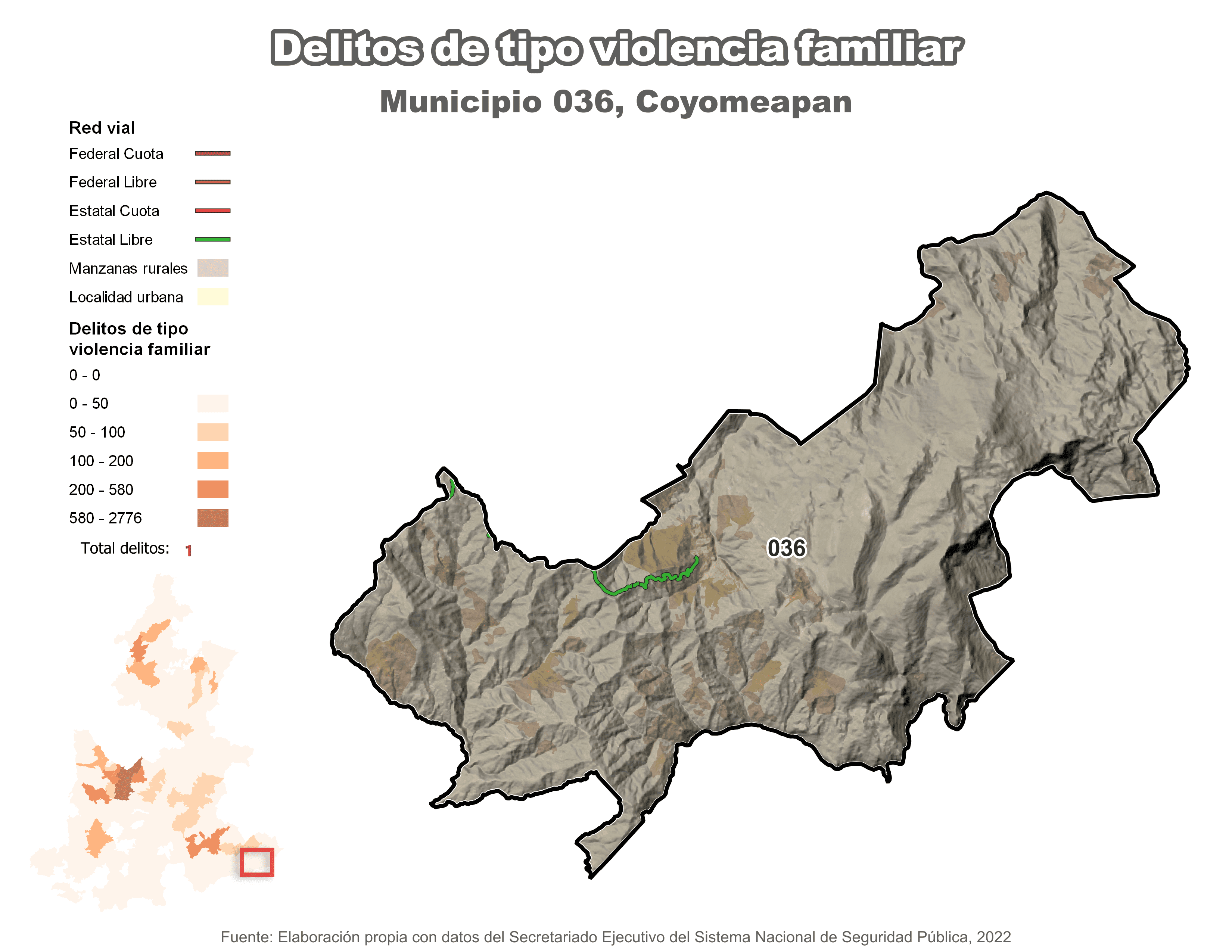 Biblioteca de Mapas - Delitos de tipo violencia familiar en municipio de Coyomeapan