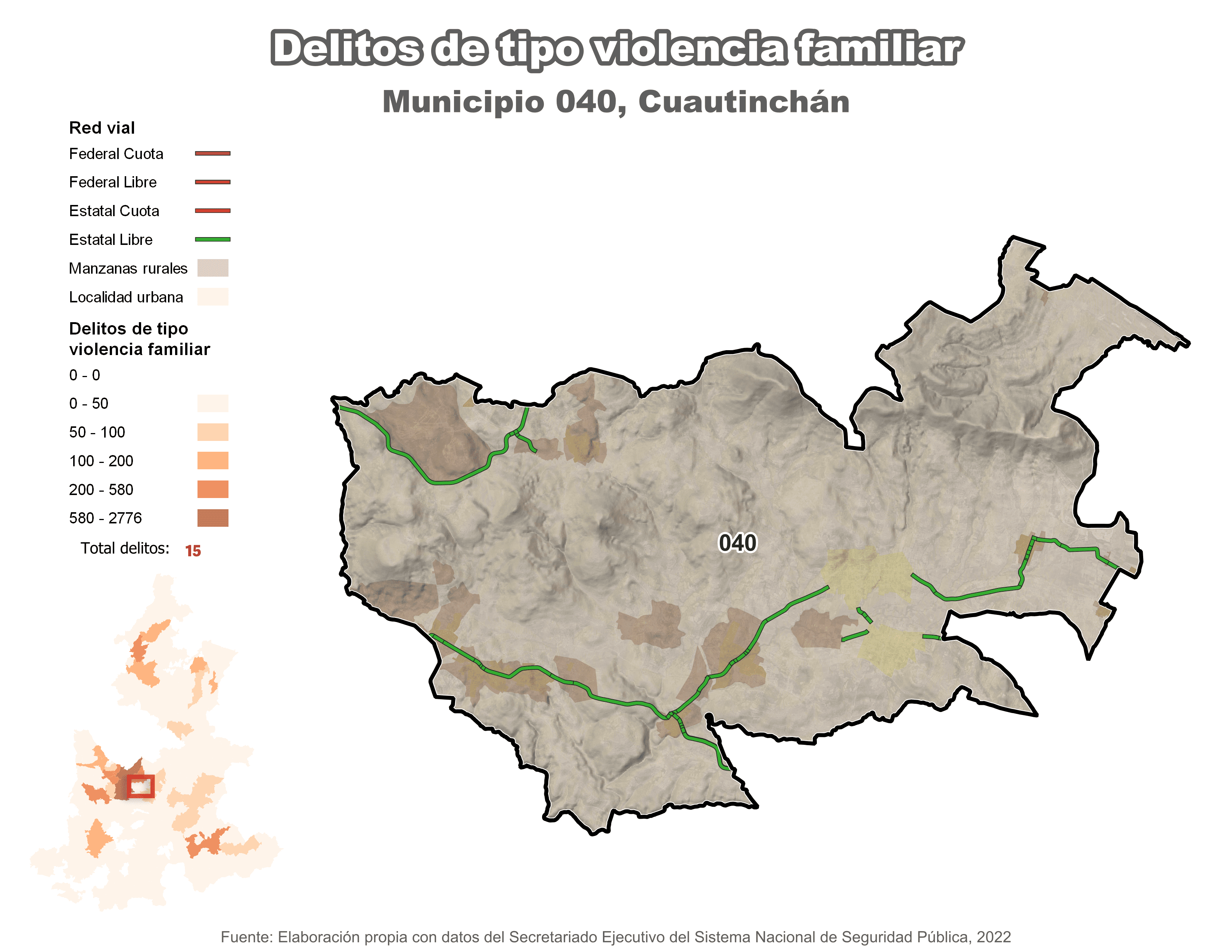 Biblioteca de Mapas - Delitos de tipo violencia familiar en municipio de Cuautinchán