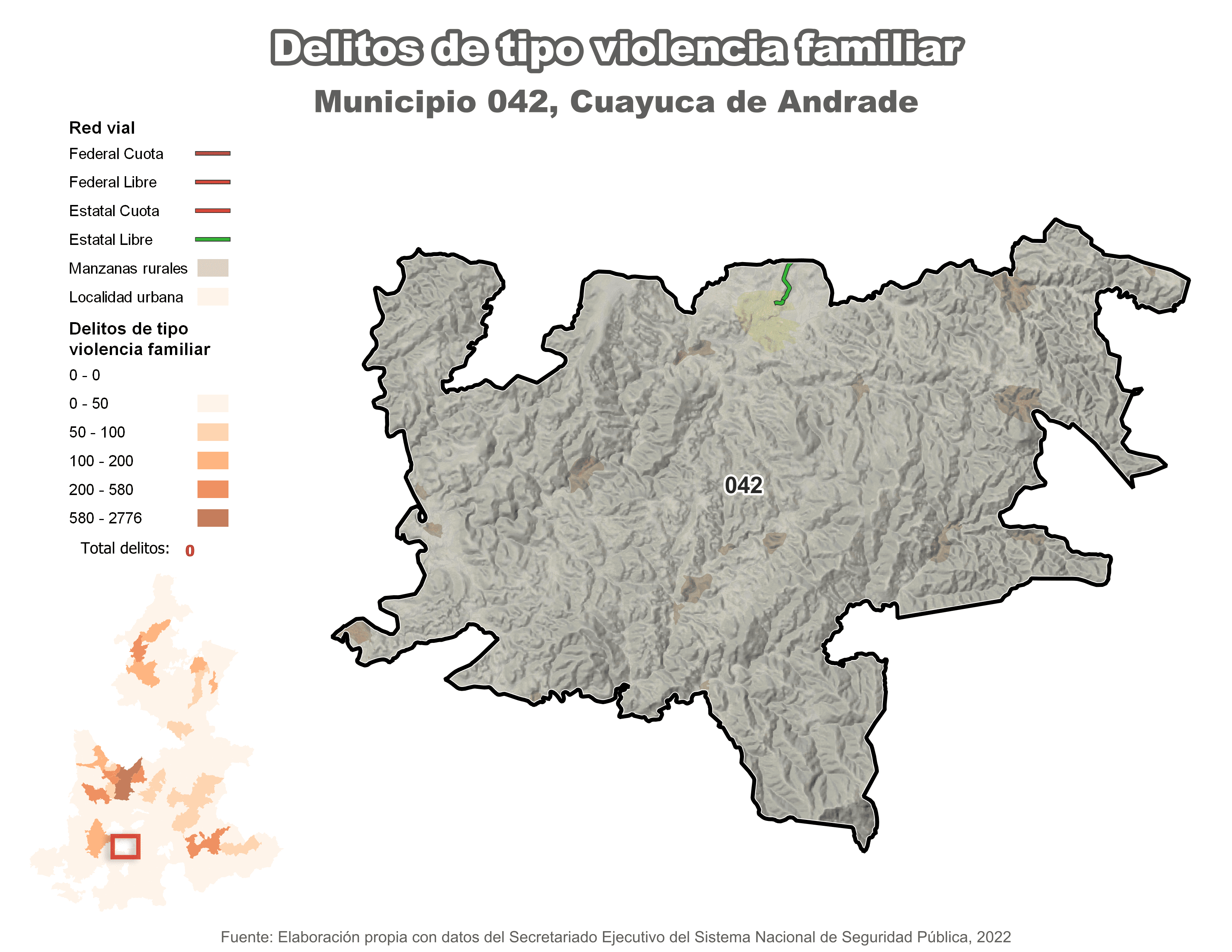 Biblioteca de Mapas - Delitos de tipo violencia familiar en municipio de Cuayuca de Andrade