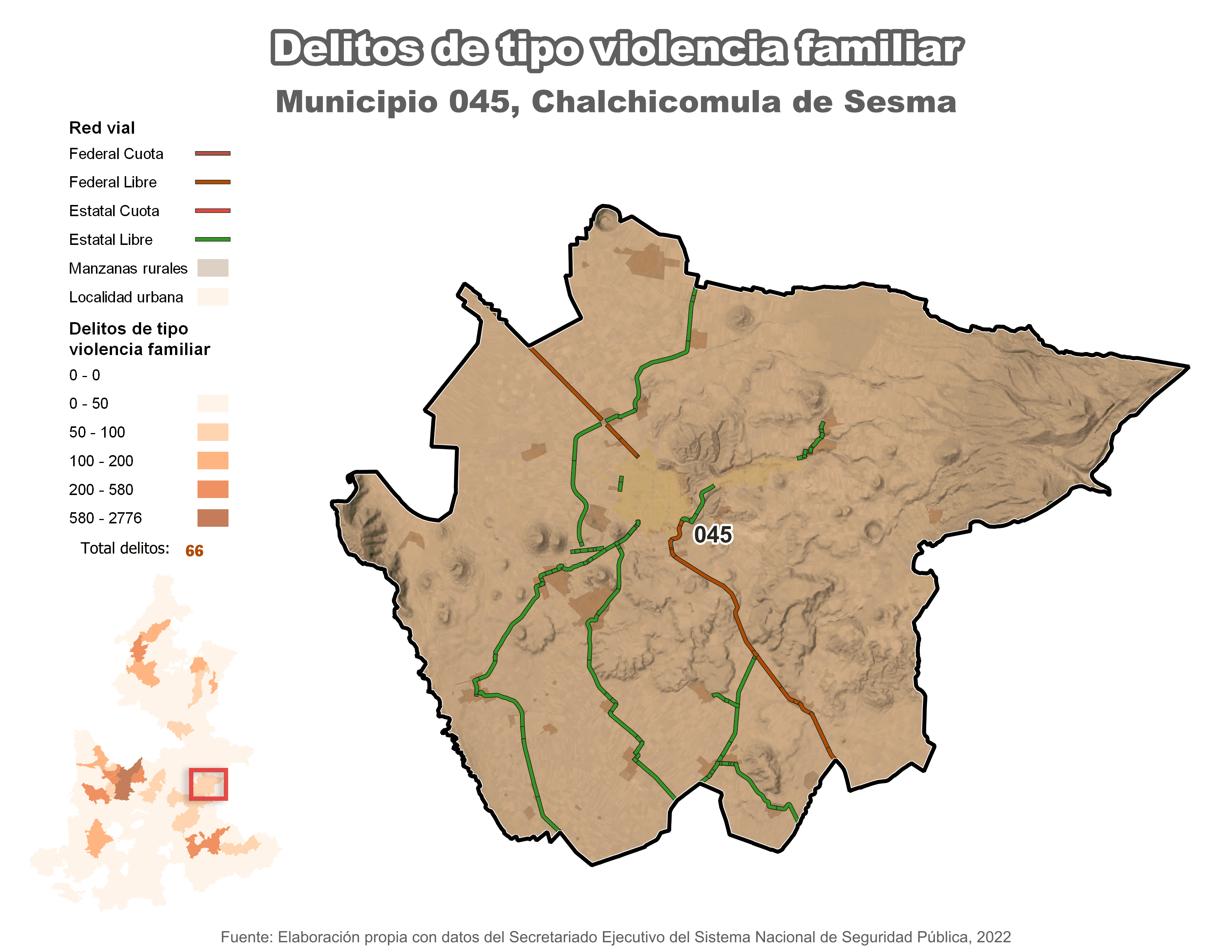 Biblioteca de Mapas - Delitos de tipo violencia familiar en municipio de Chalchicomula de Sesma