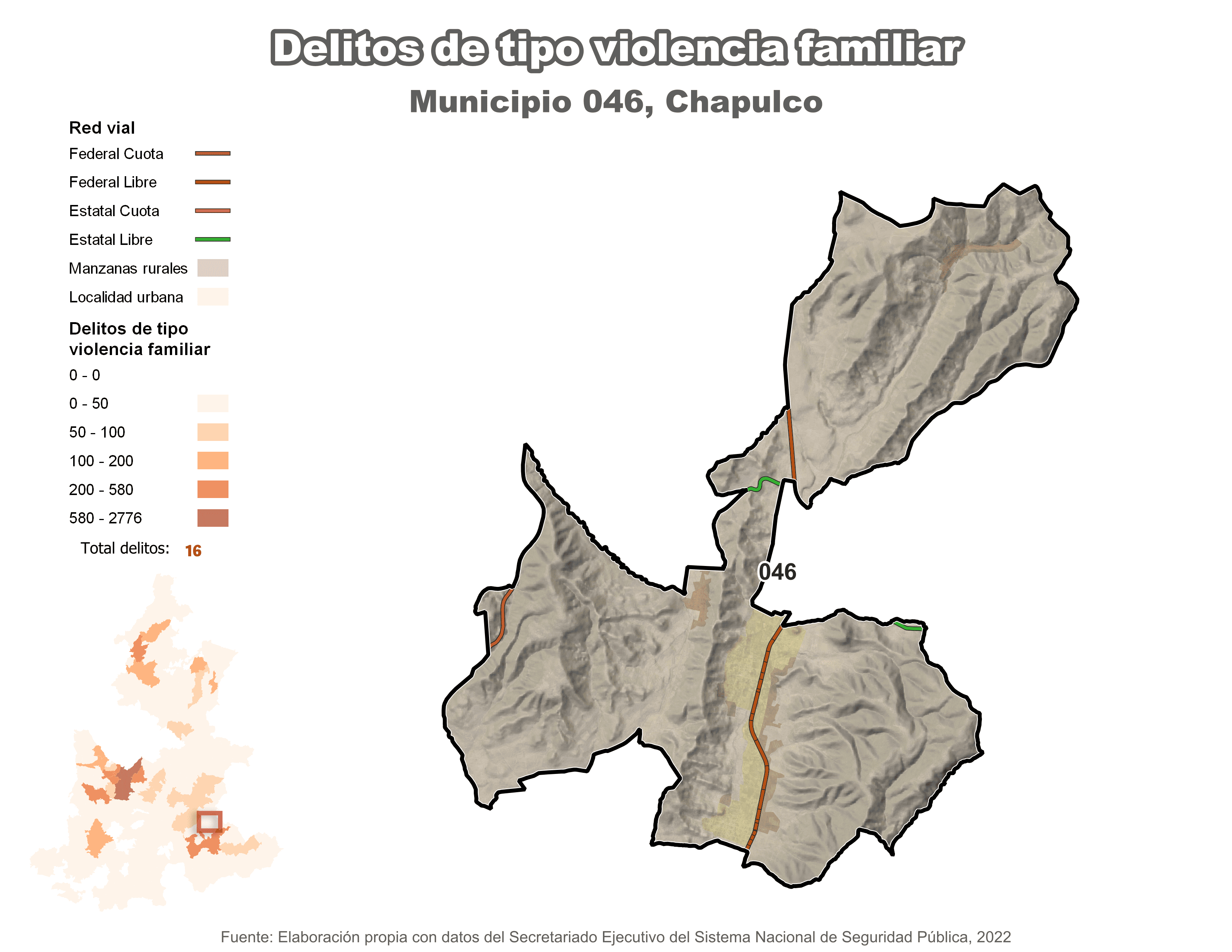 Biblioteca de Mapas - Delitos de tipo violencia familiar en municipio de Chapulco