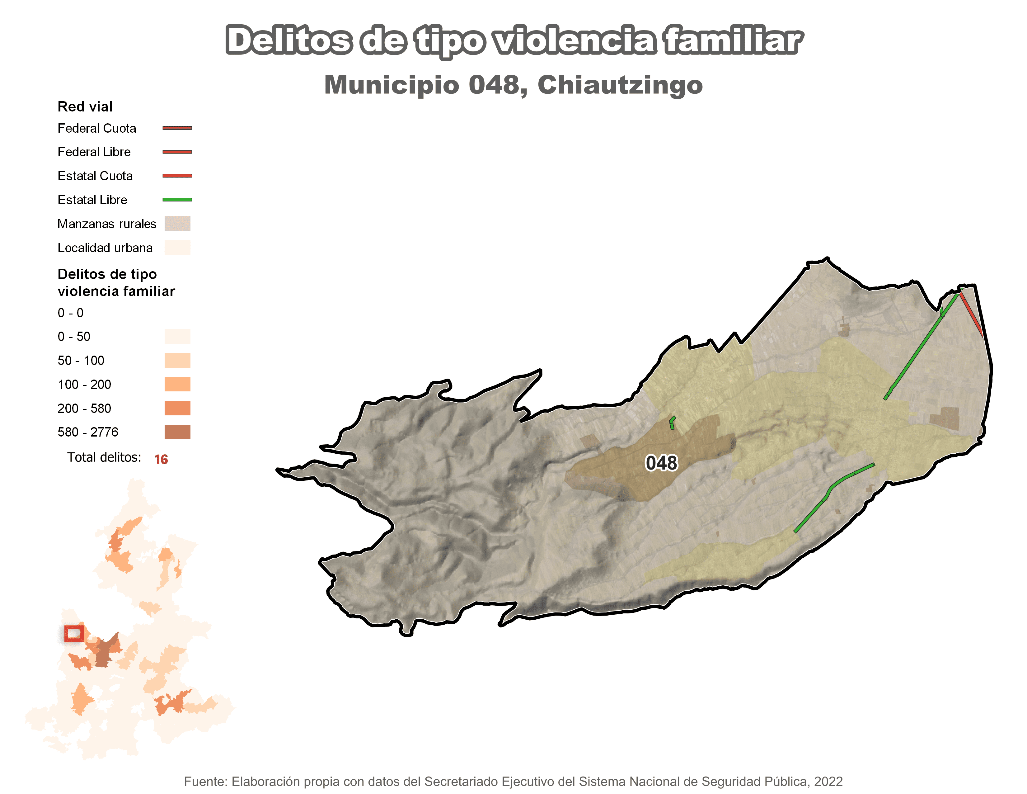 Biblioteca de Mapas - Delitos de tipo violencia familiar en municipio de Chiautzingo