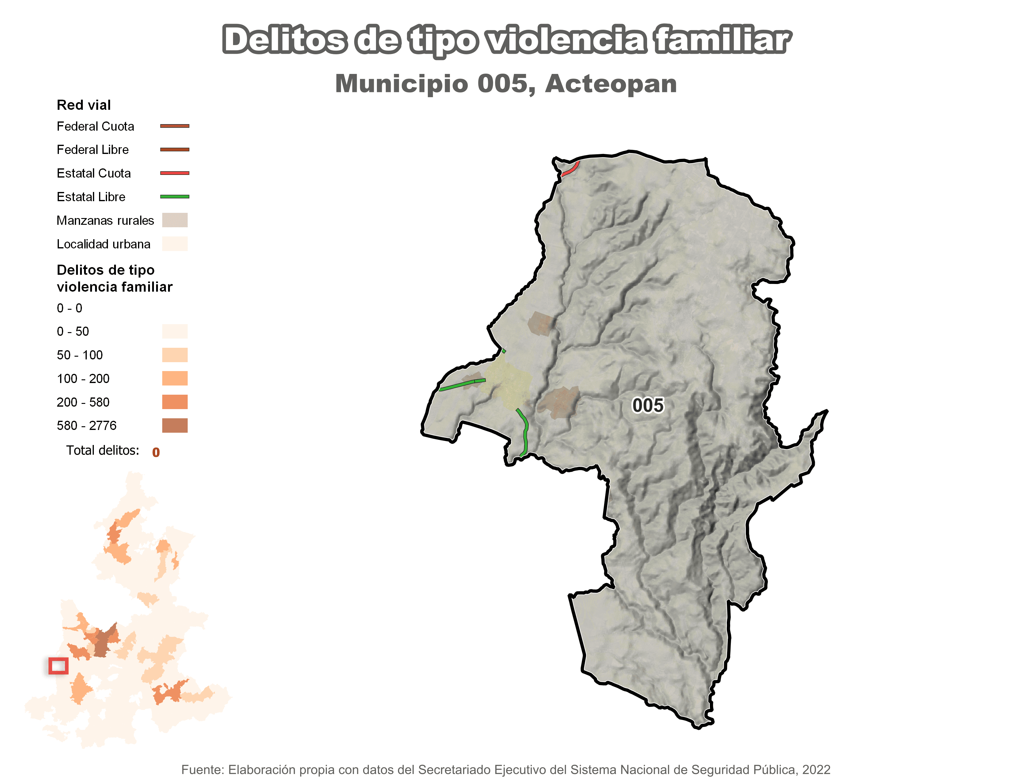 Biblioteca de Mapas - Delitos de tipo violencia familiar en municipio de Acteopan