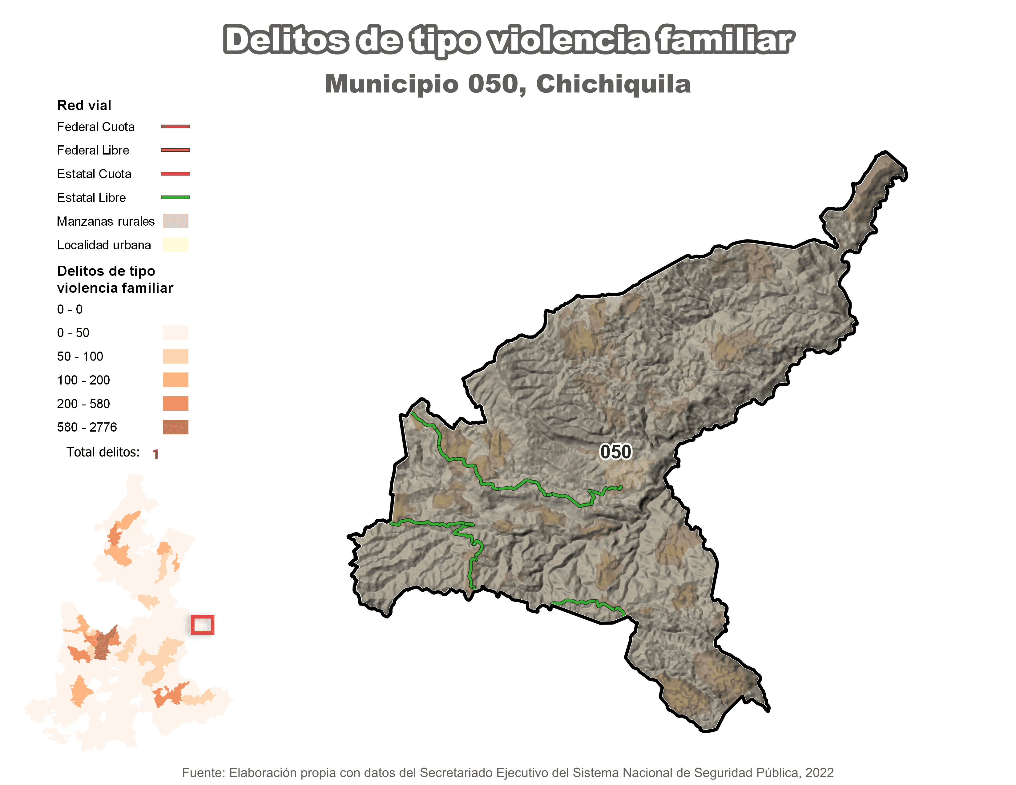 Biblioteca de Mapas - Delitos de tipo violencia familiar en municipio de Chichiquila