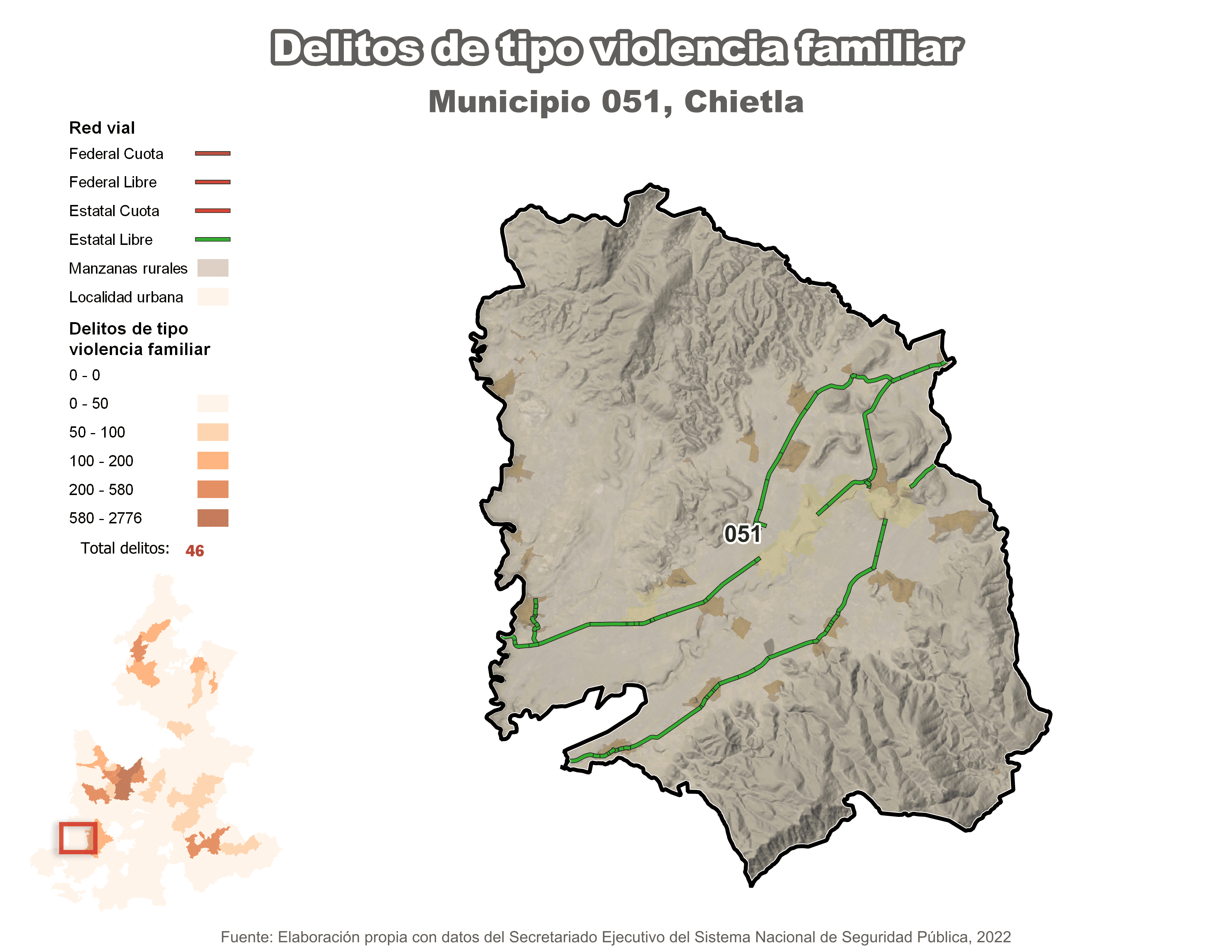 Biblioteca de Mapas - Delitos de tipo violencia familiar en municipio de Chietla