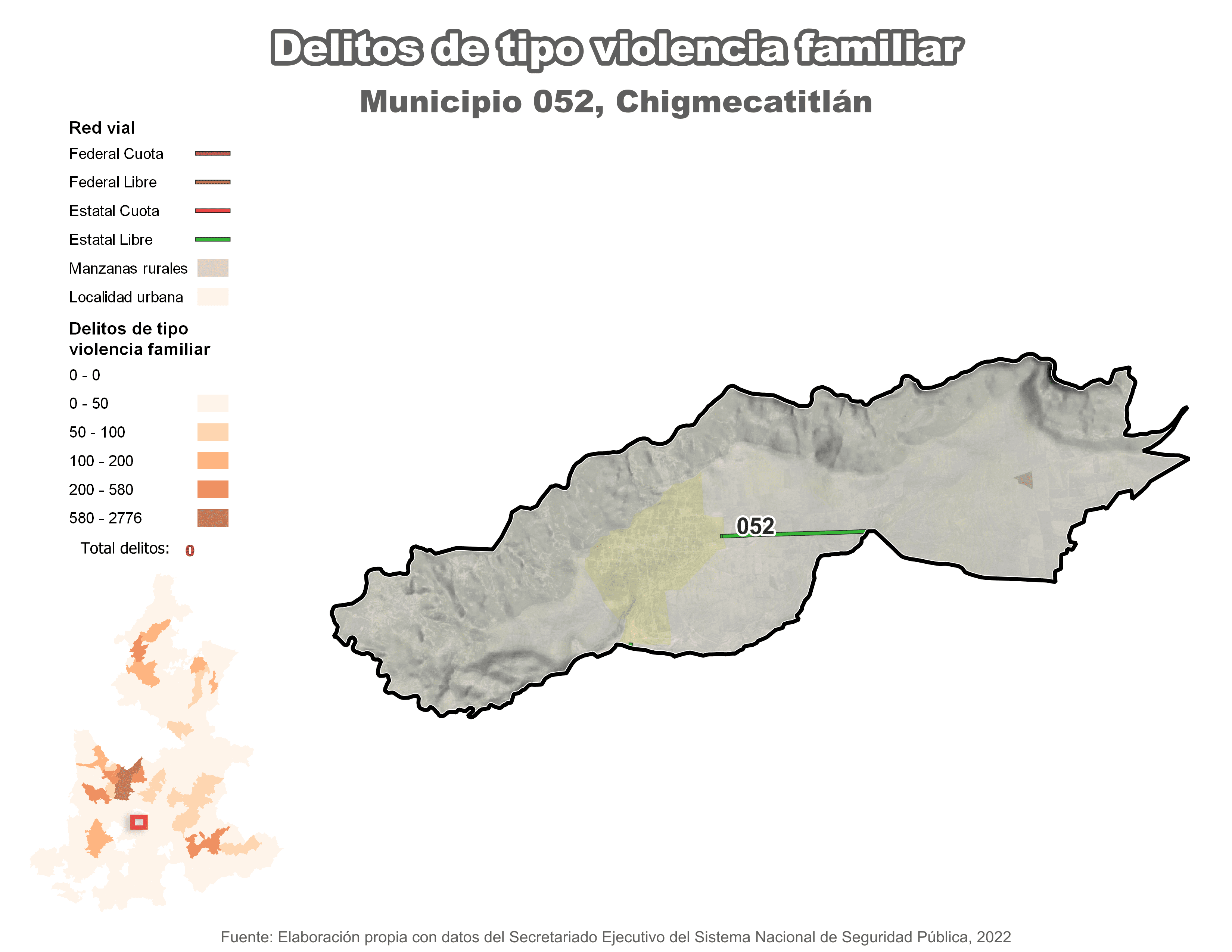 Biblioteca de Mapas - Delitos de tipo violencia familiar en municipio de Chigmecatitlán