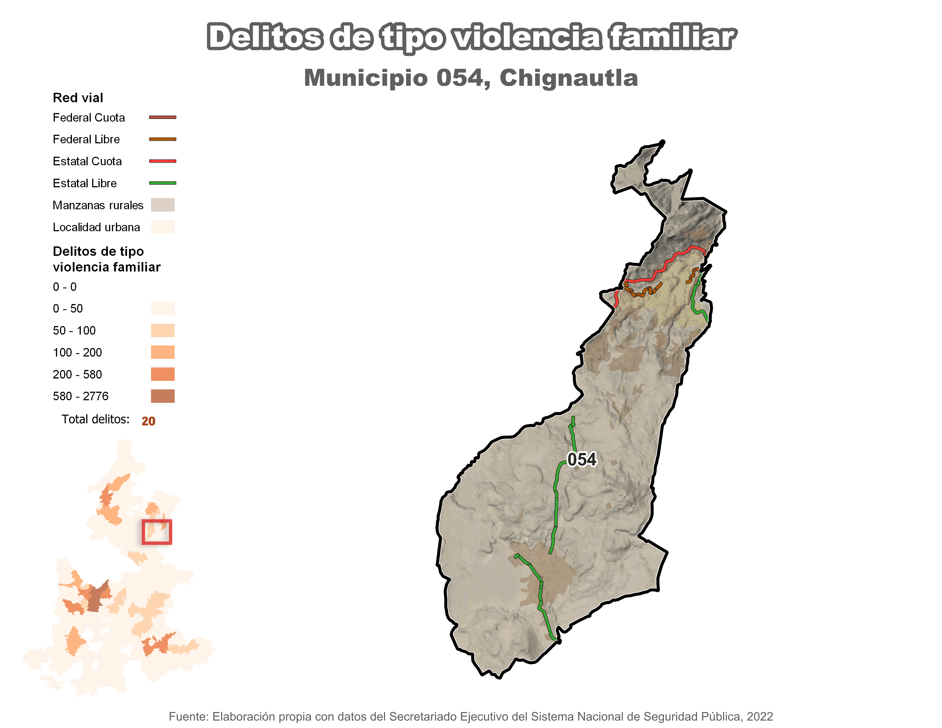 Biblioteca de Mapas - Delitos de tipo violencia familiar en municipio de Chignautla