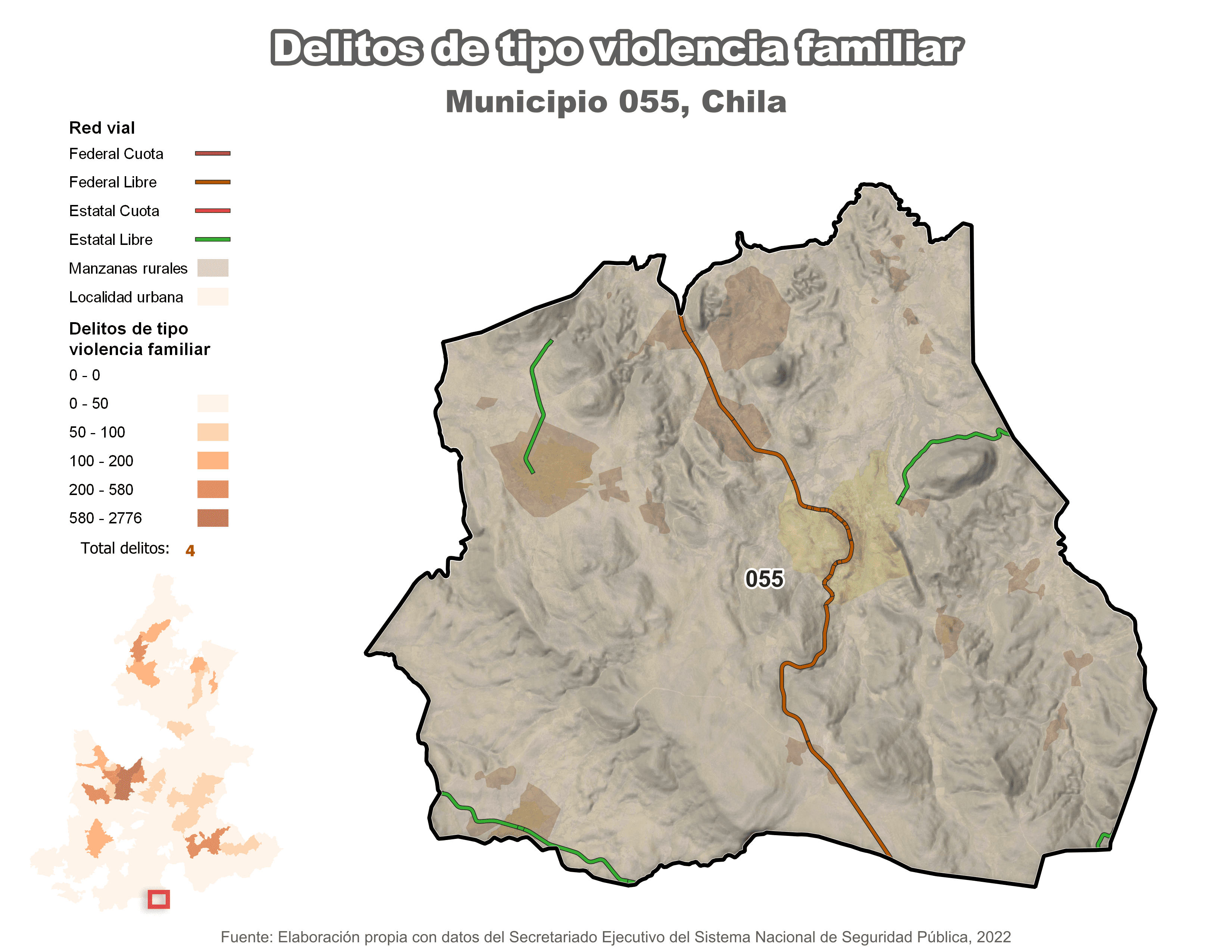 Biblioteca de Mapas - Delitos de tipo violencia familiar en municipio de Chila