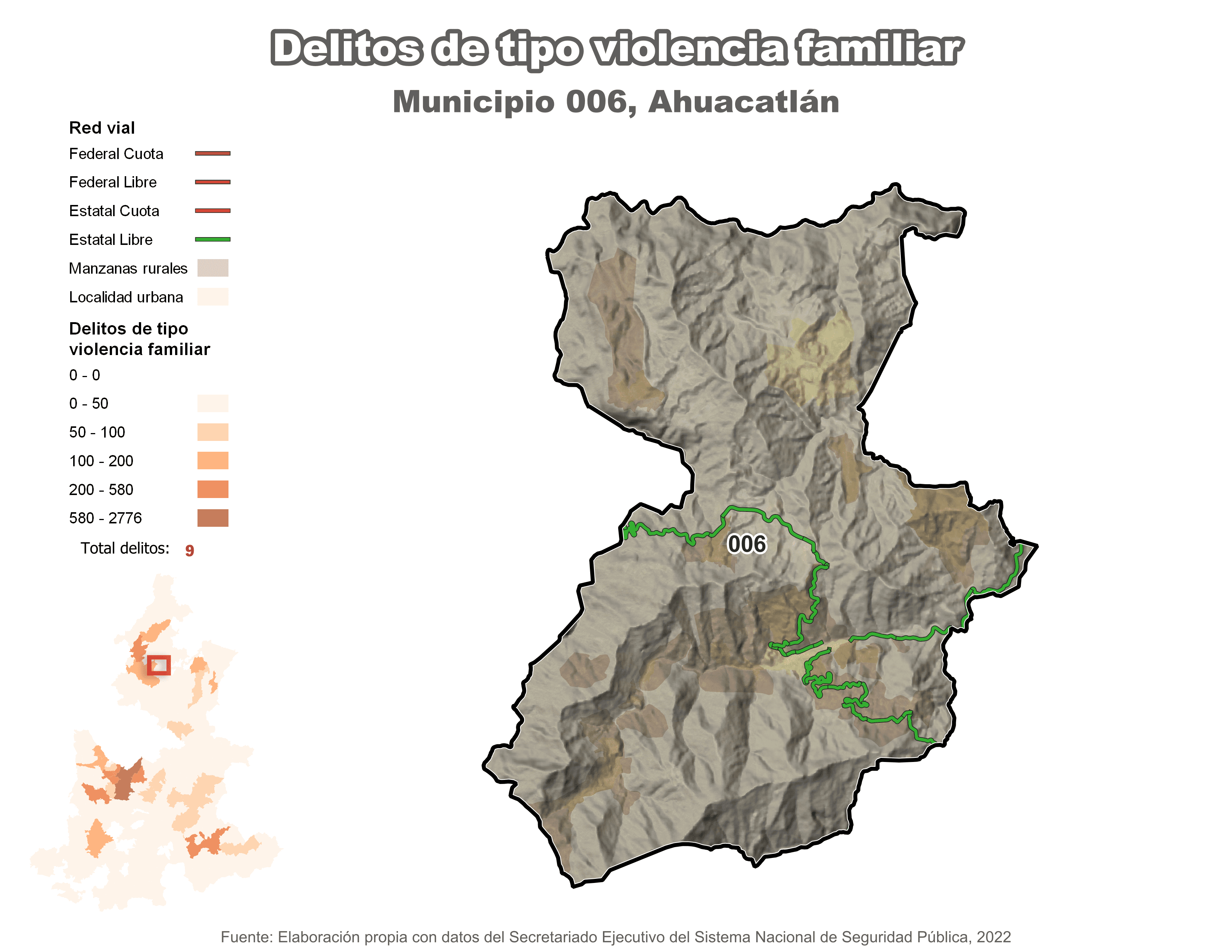 Biblioteca de Mapas - Delitos de tipo violencia familiar en municipio de Ahuacatlán