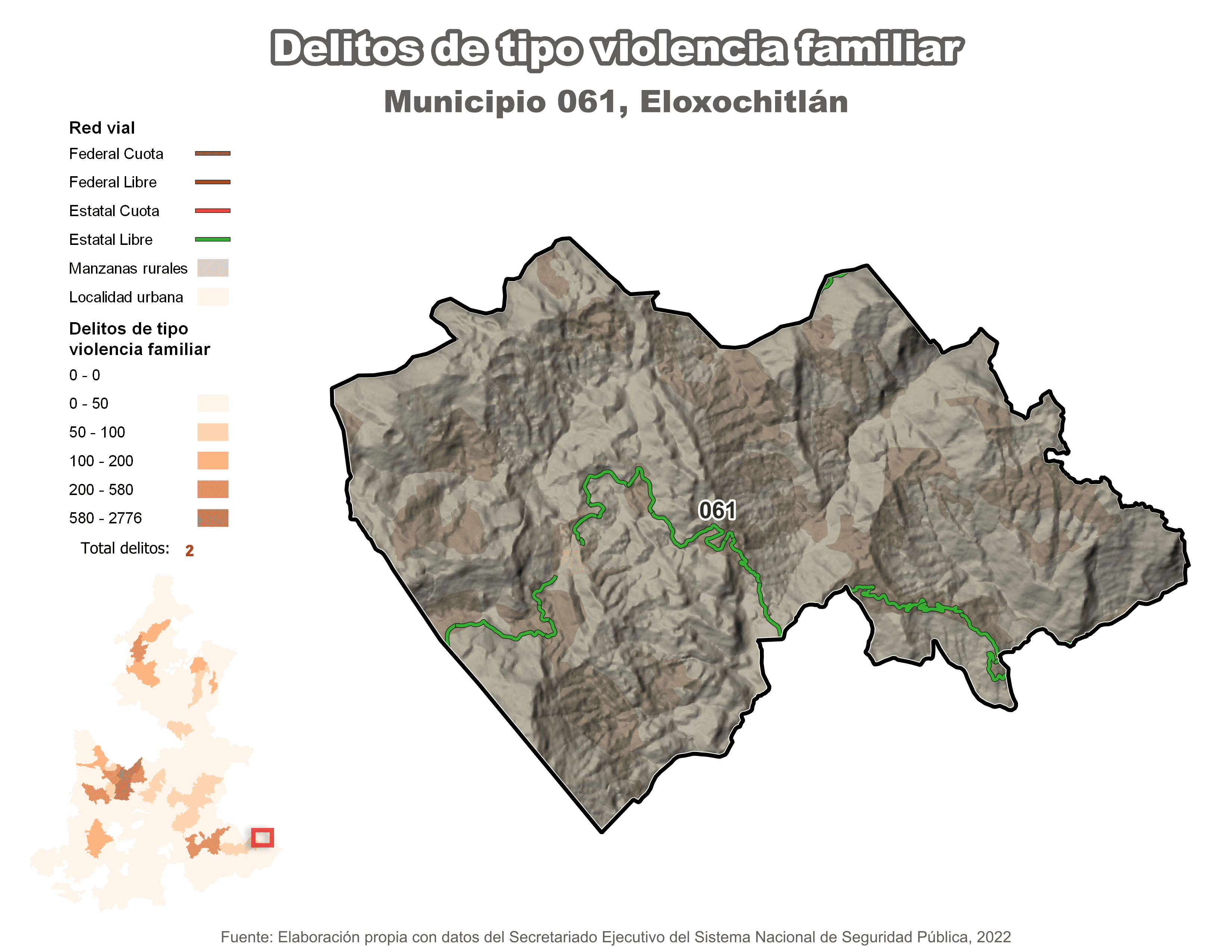 Biblioteca de Mapas - Delitos de tipo violencia familiar en municipio de Eloxochitlán