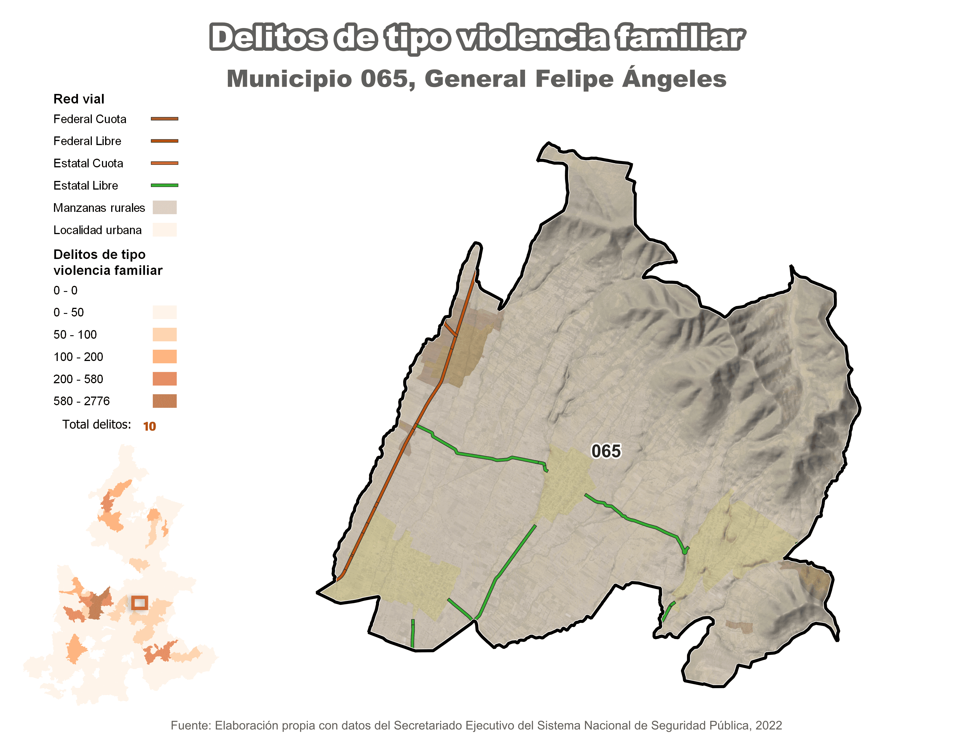 Biblioteca de Mapas - Delitos de tipo violencia fam. en municipio de General Felipe Ángeles