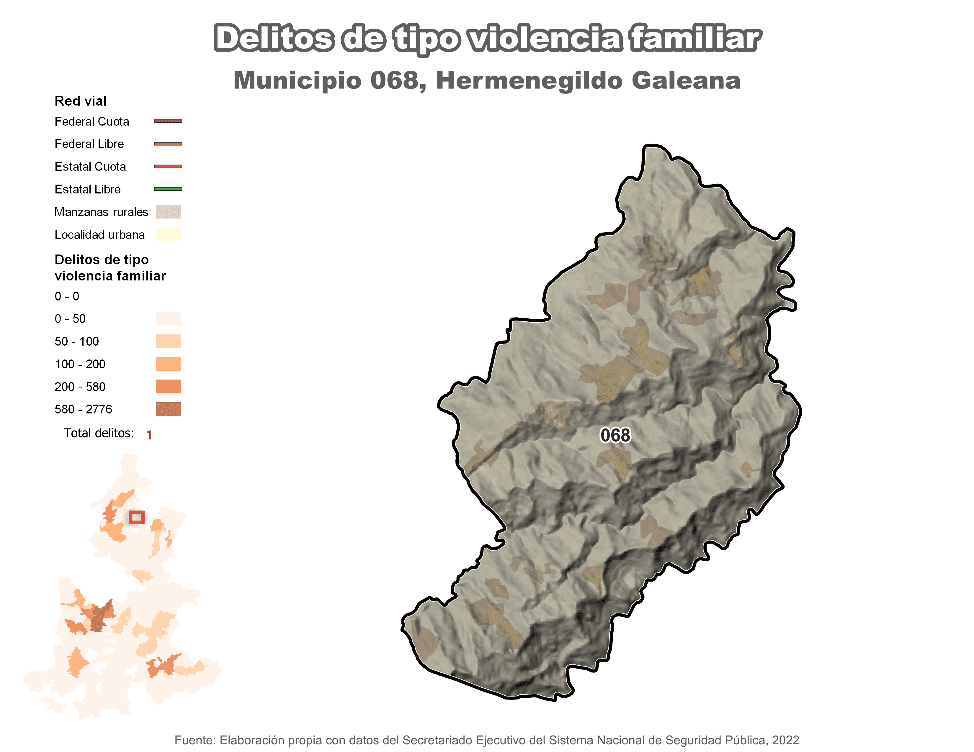 Biblioteca de Mapas - Delitos de tipo violencia fam. en municipio de Hermenegildo Galeana