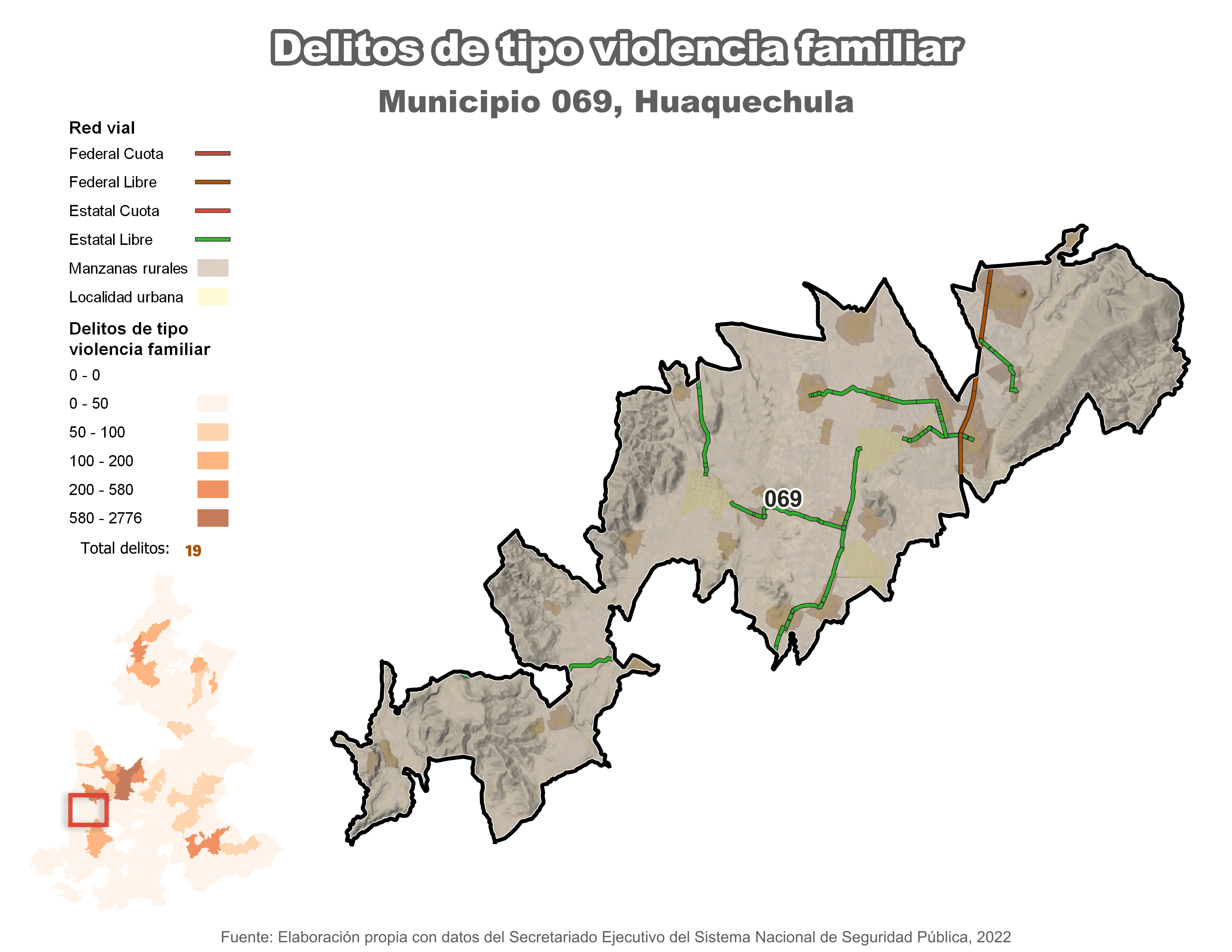 Biblioteca de Mapas - Delitos de tipo violencia fam. en municipio de Huaquechula