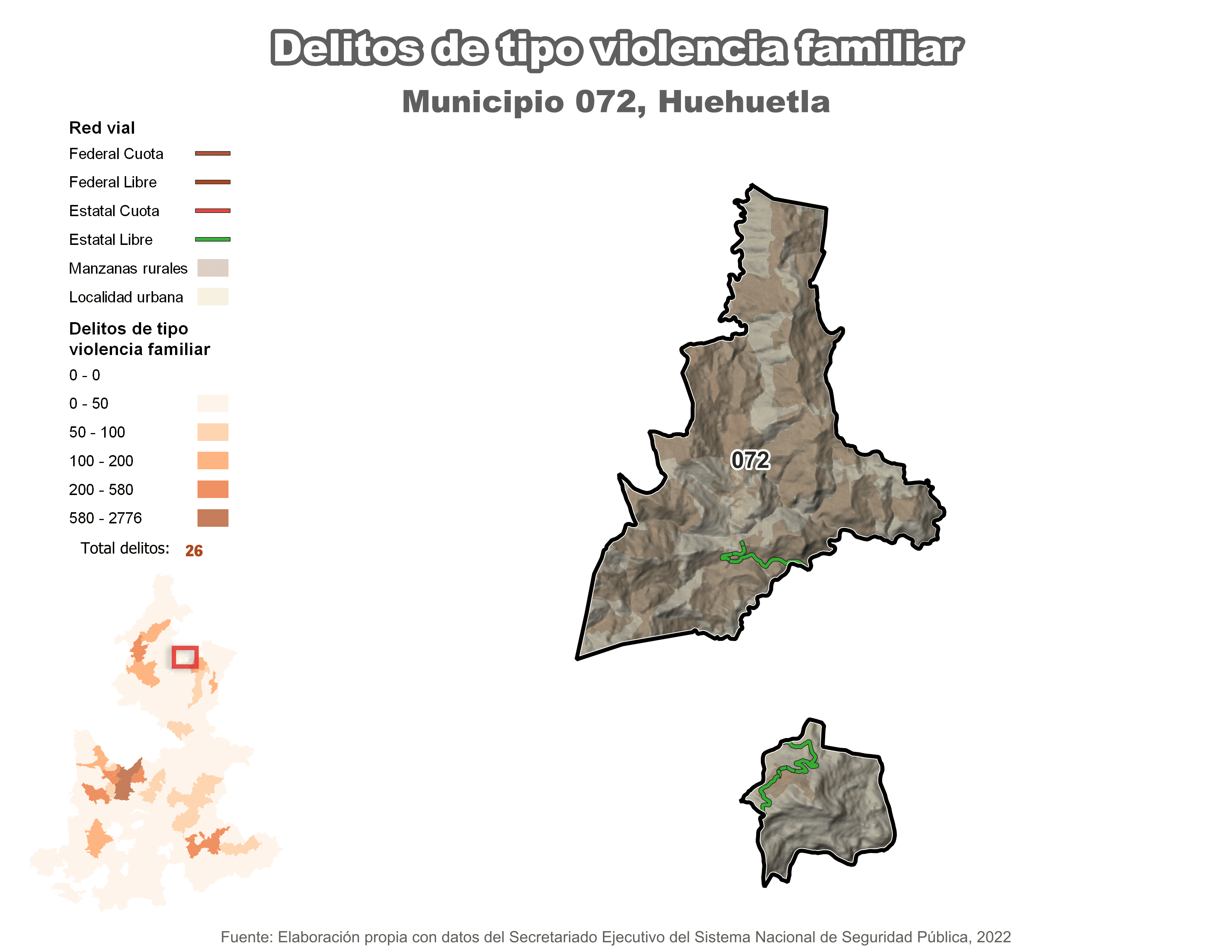 Biblioteca de Mapas - Delitos de tipo violencia fam. en municipio de Huehuetla