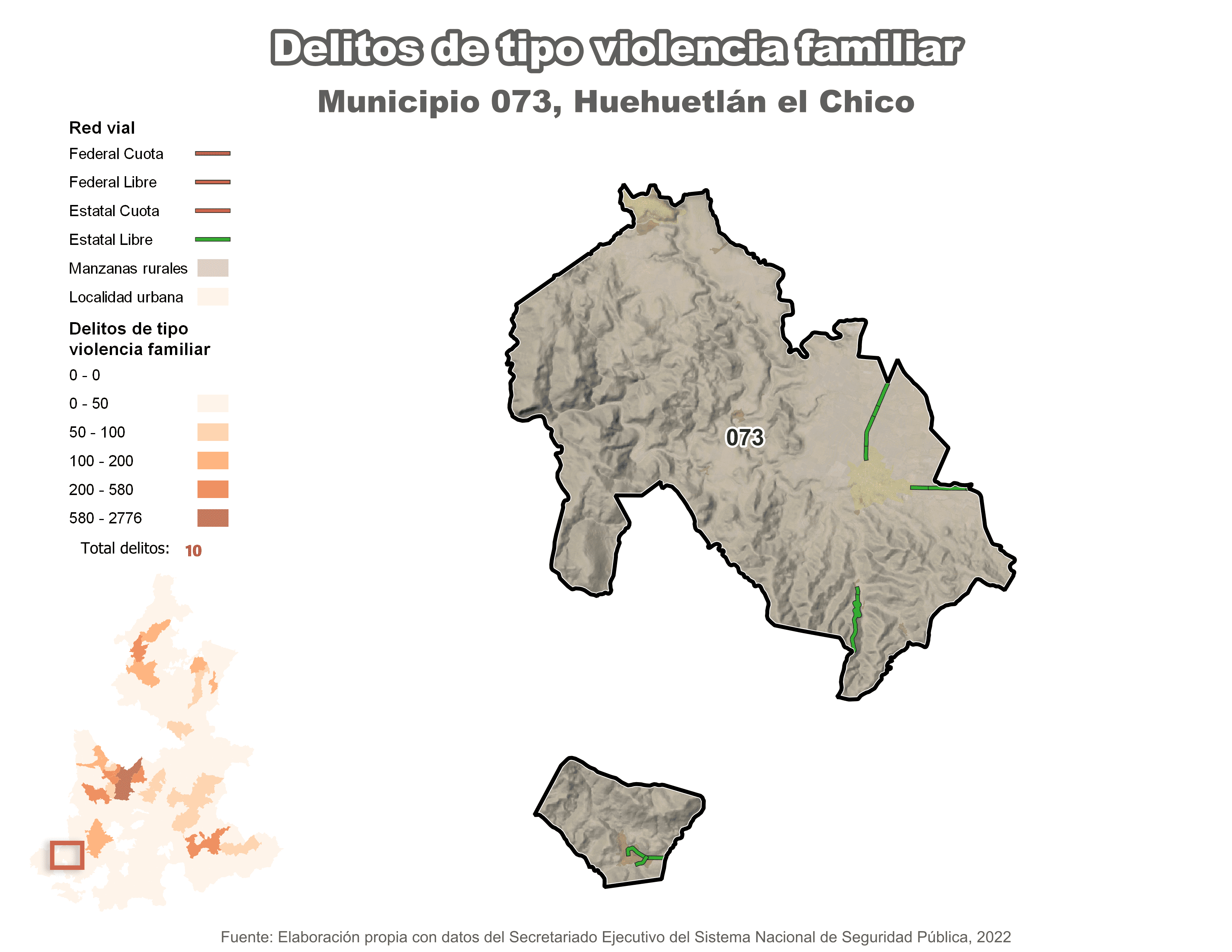 Biblioteca de Mapas - Delitos de tipo violencia familiar en municipio de Huehuetlán el Chico