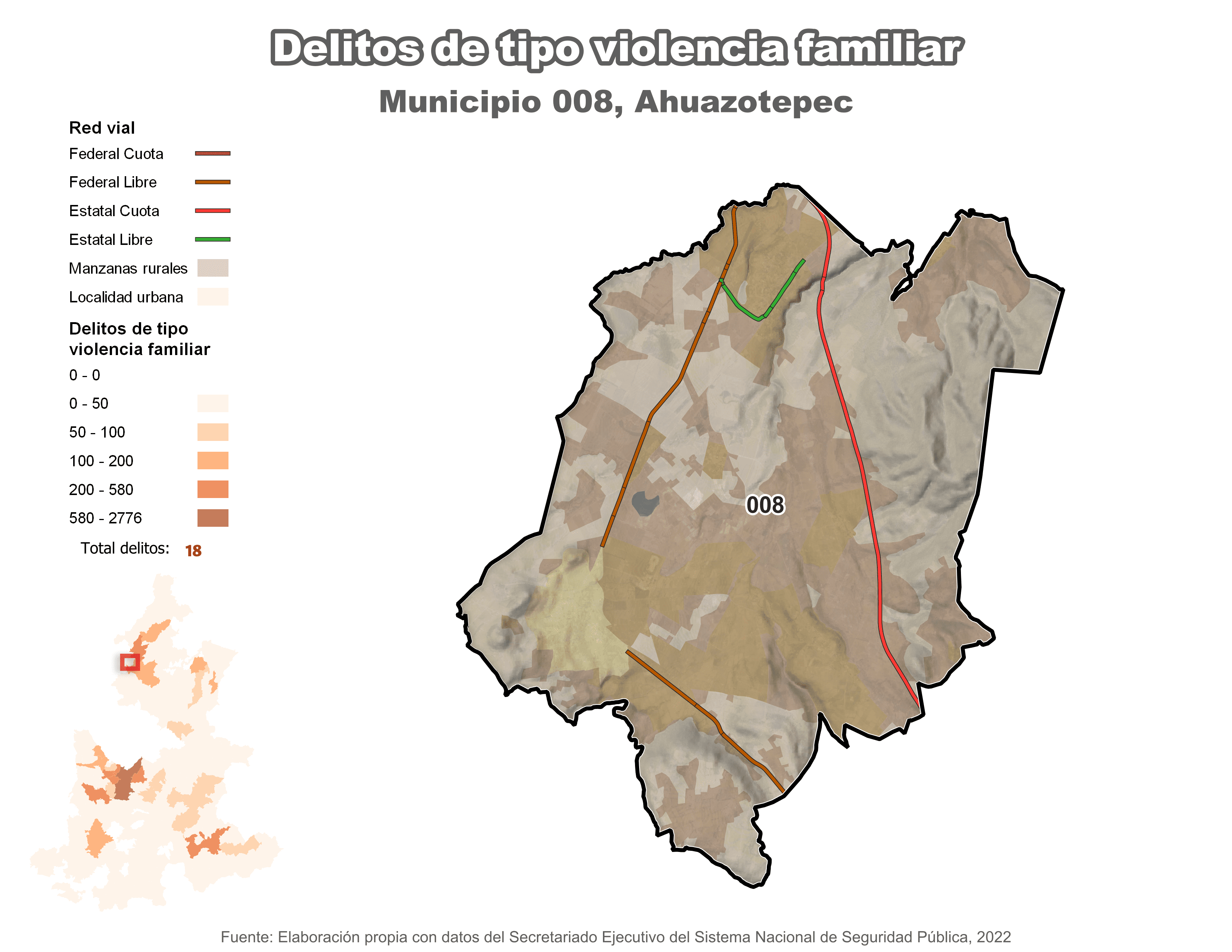 Biblioteca de Mapas - Delitos de tipo violencia familiar en municipio de Ahuazotepec