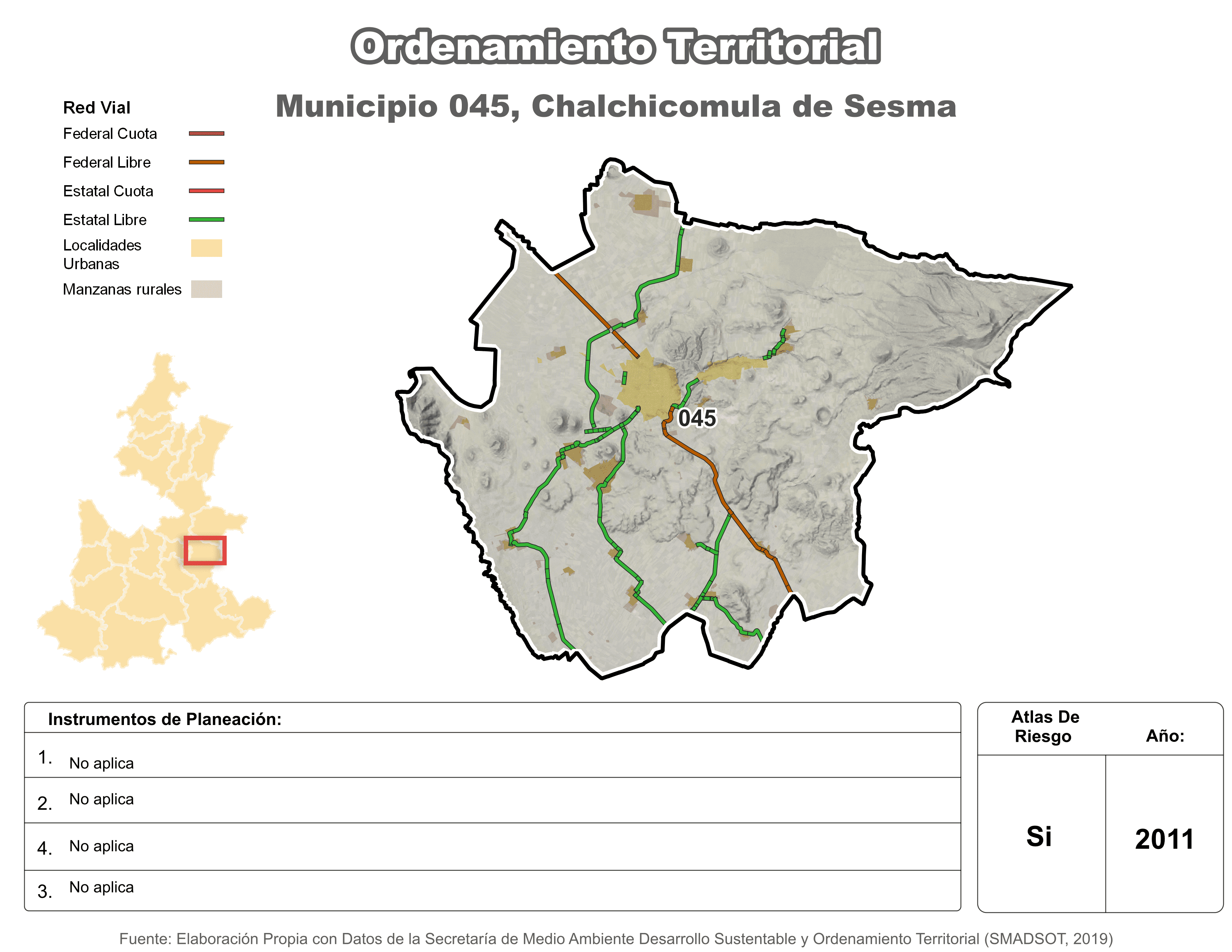 Biblioteca de Mapas - Ordenamiento territorial en municipio de Chalchicomula de Sesma