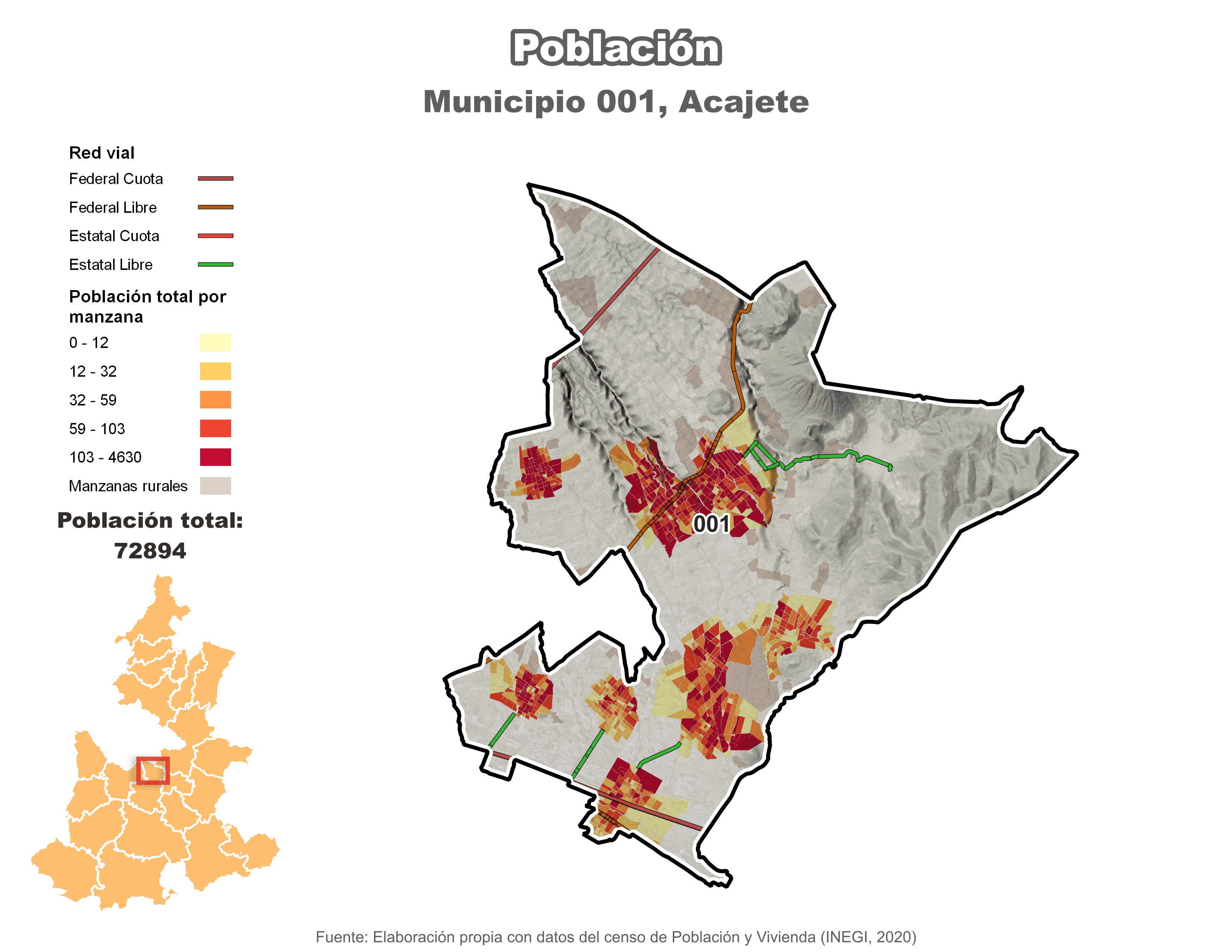 Biblioteca de Mapas - Población municipio de Acajete