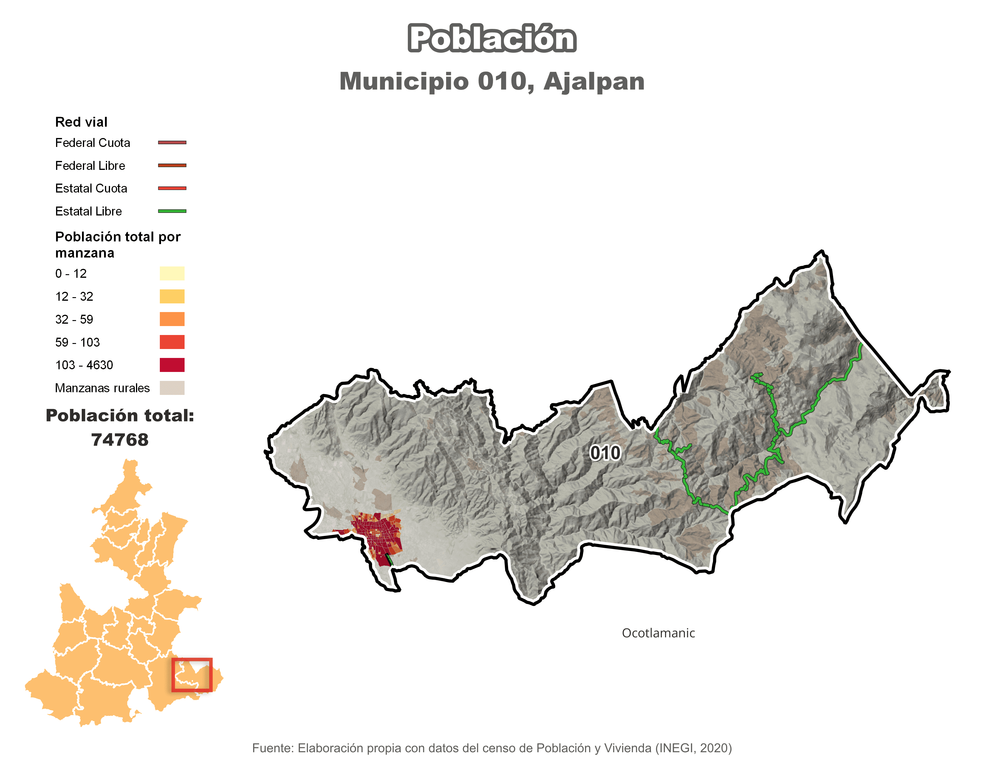 Biblioteca de Mapas - Población municipio de Ajalpan