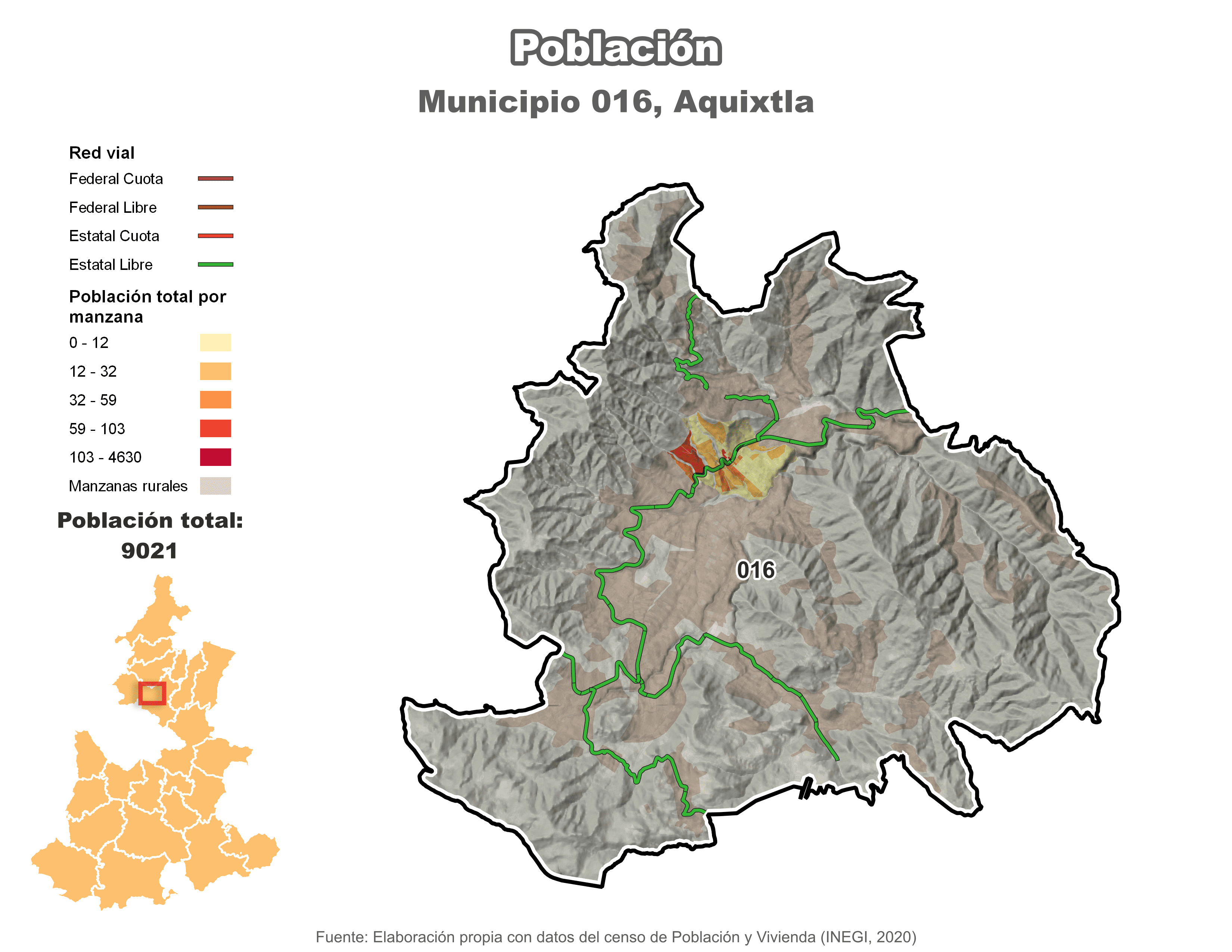 Biblioteca de Mapas - Población municipio de Aquixtla