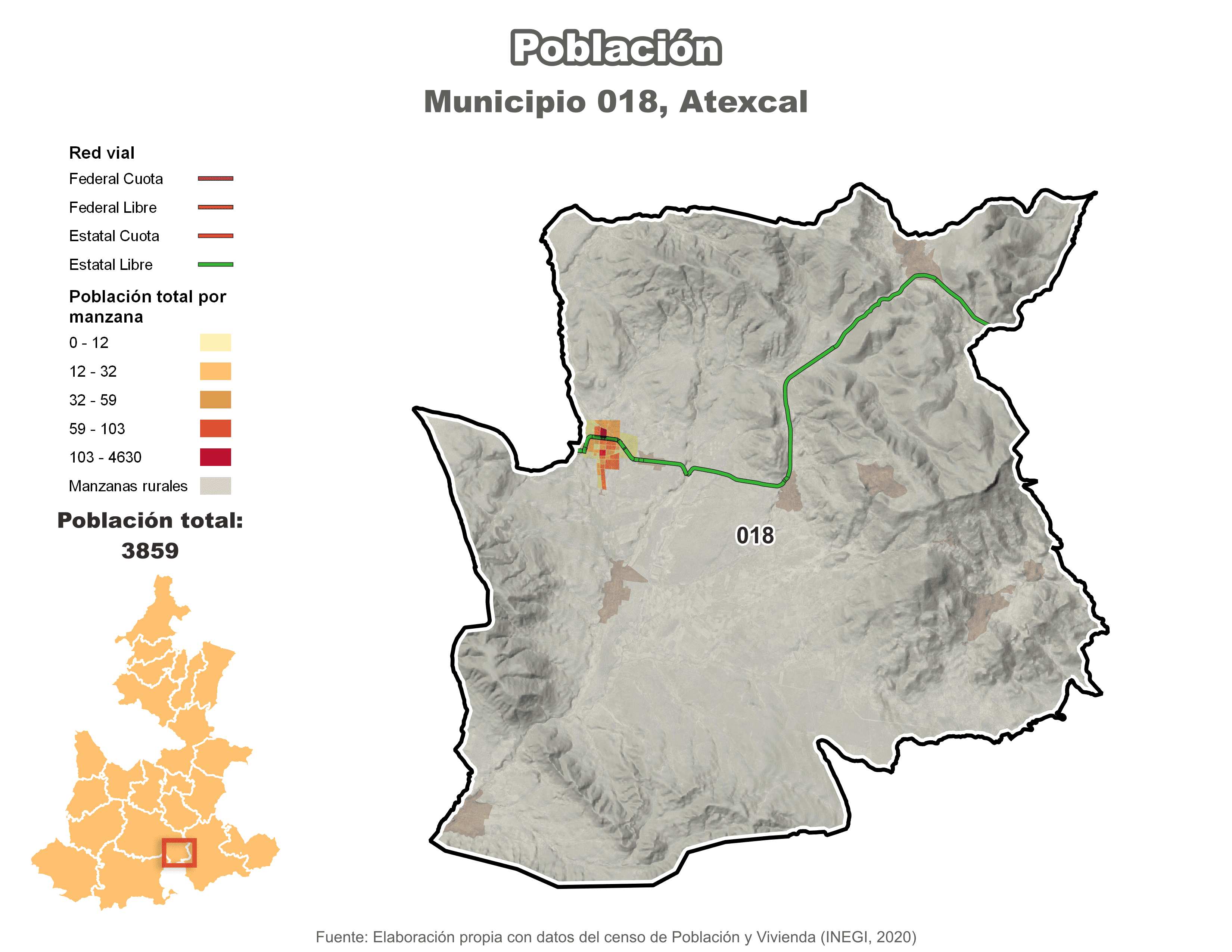 Biblioteca de Mapas - Población municipio de Atexcal