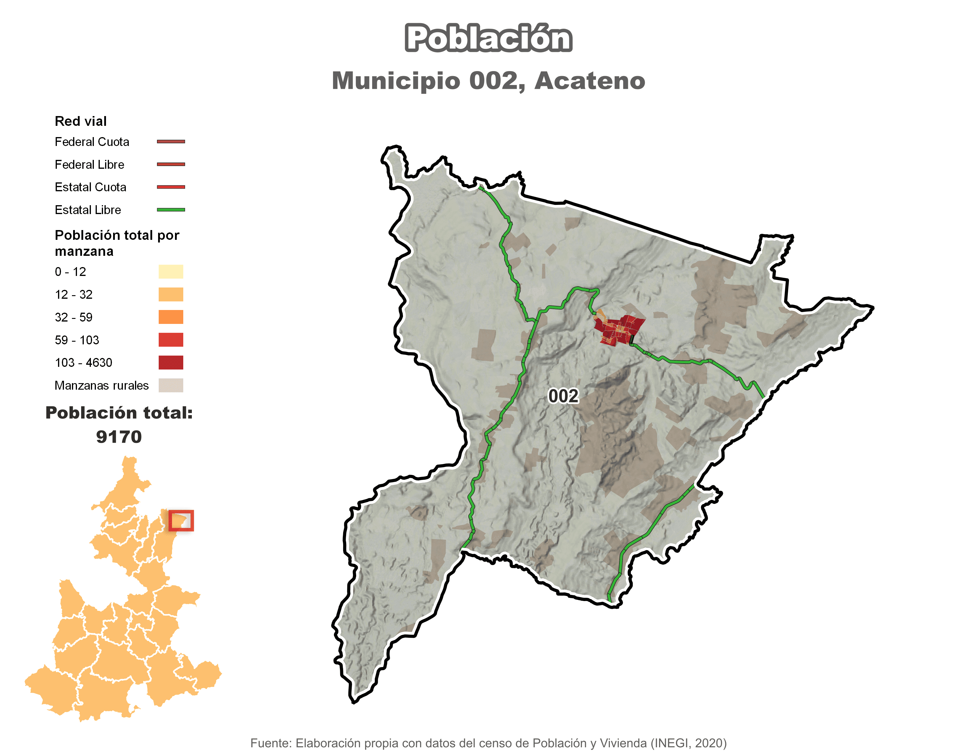 Biblioteca de Mapas - Población municipio de Acateno