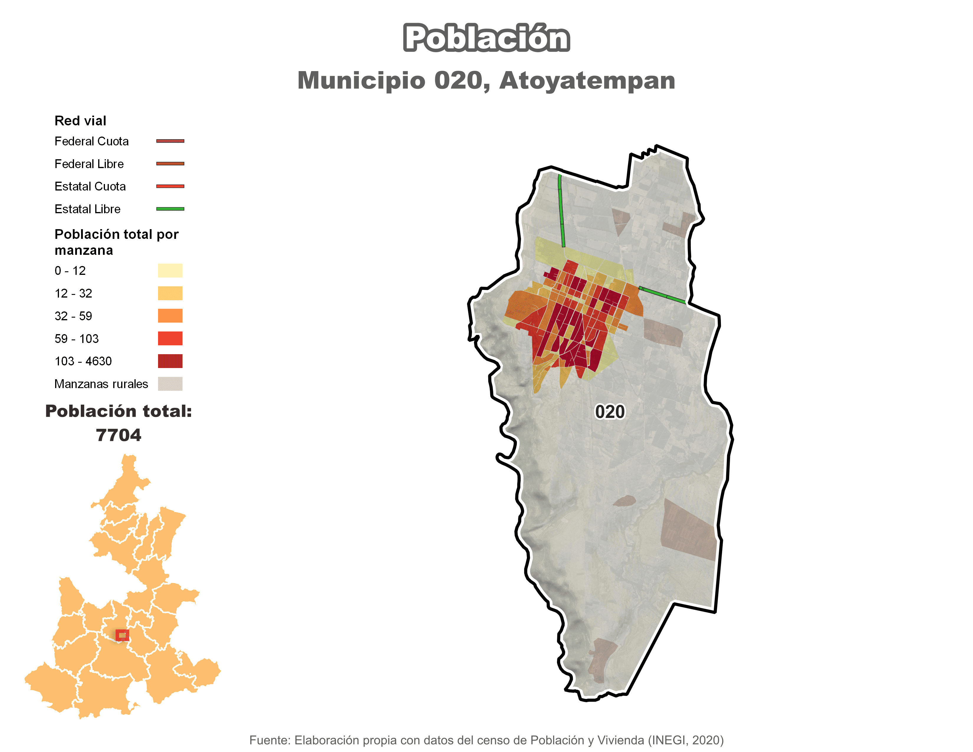 Biblioteca de Mapas - Población municipio de Atoyatempan