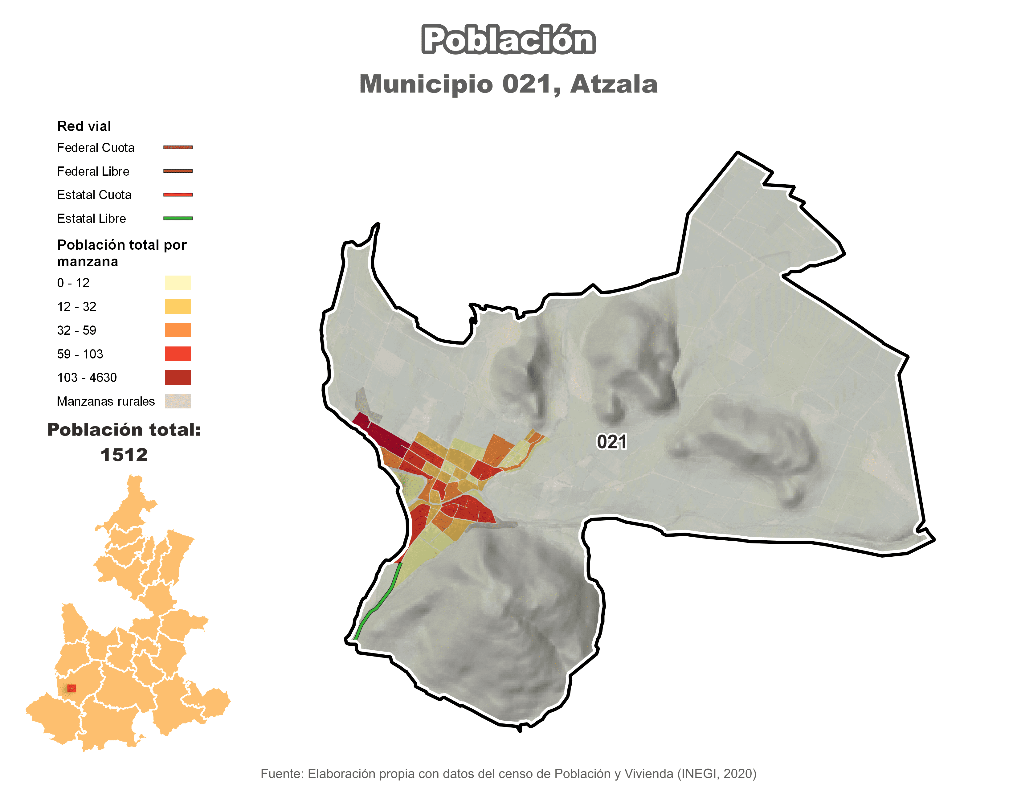 Biblioteca de Mapas - Población municipio de Atzala