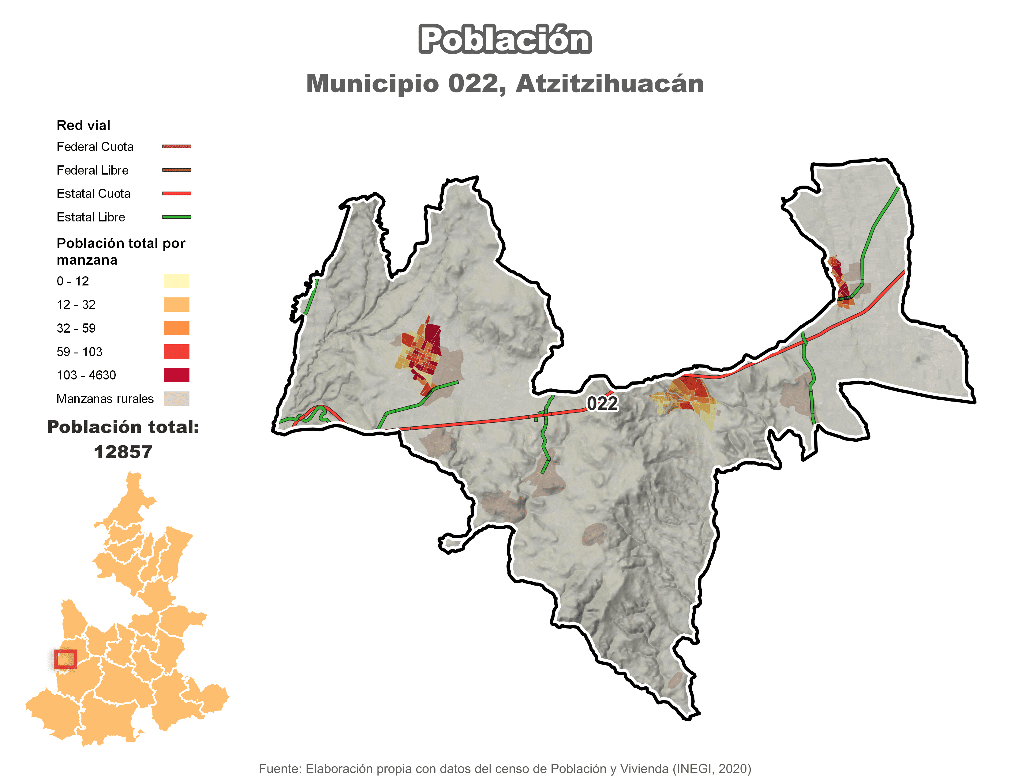 Biblioteca de Mapas - Población municipio de Atzitzihuacán