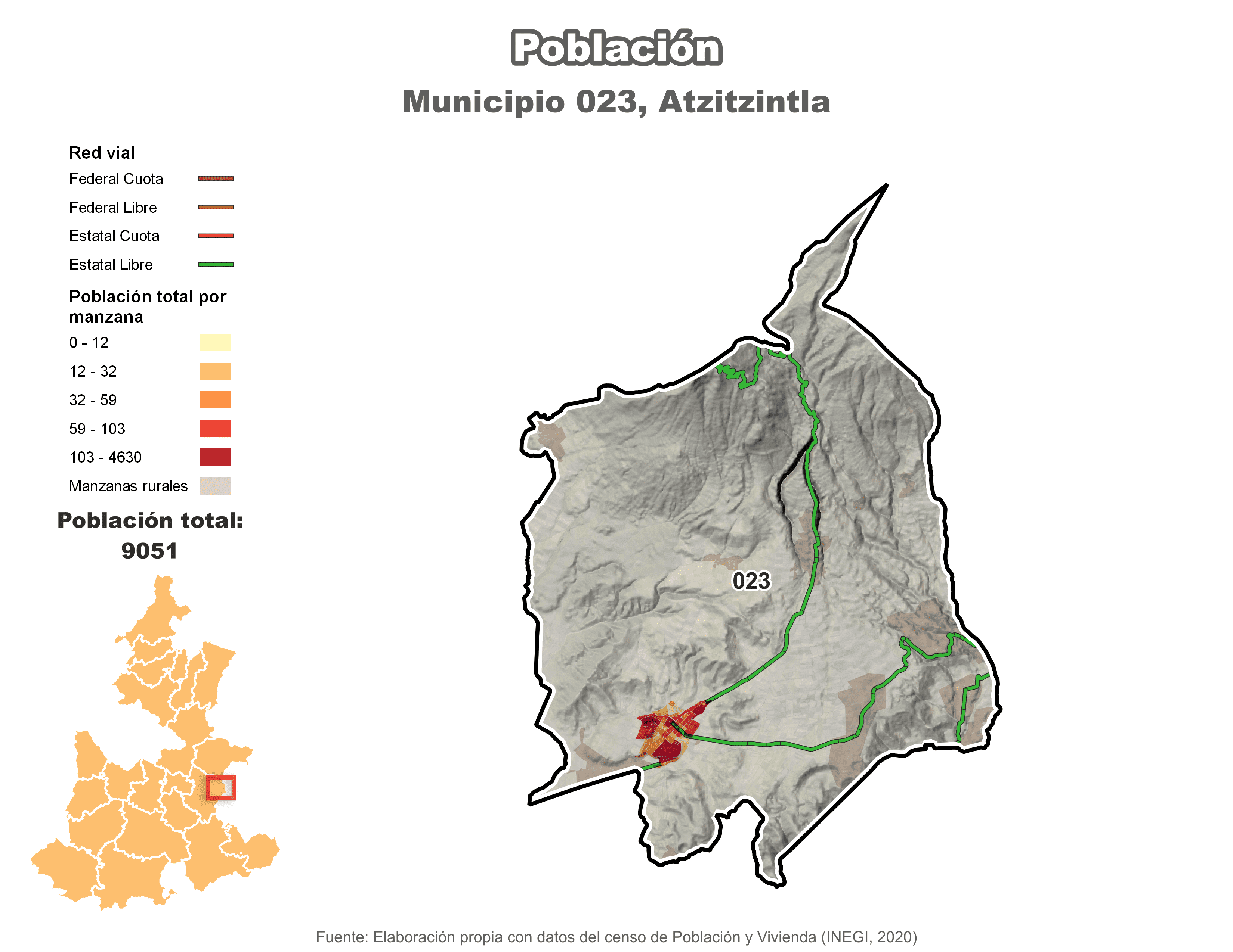 Biblioteca de Mapas - Población municipio de Atzitzintla