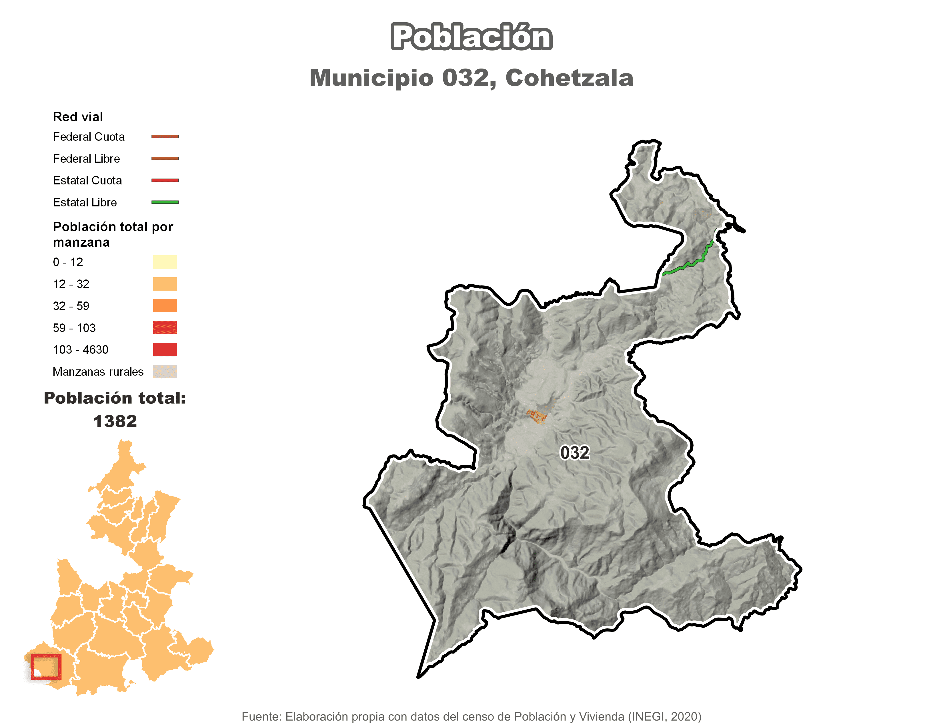 Biblioteca de Mapas - Población municipio de Cohetzala